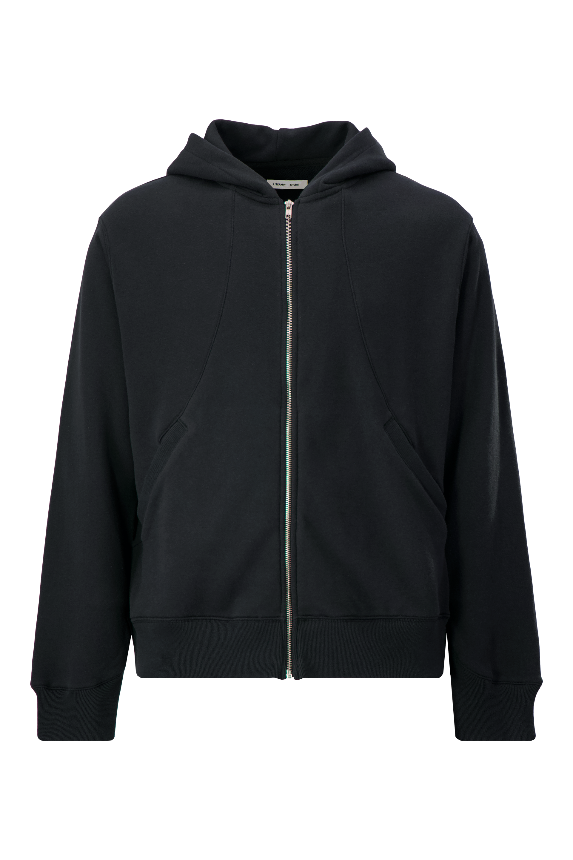 Literary Sport | Nell Mens Zip-Up Hoodie - Washed Black - Front