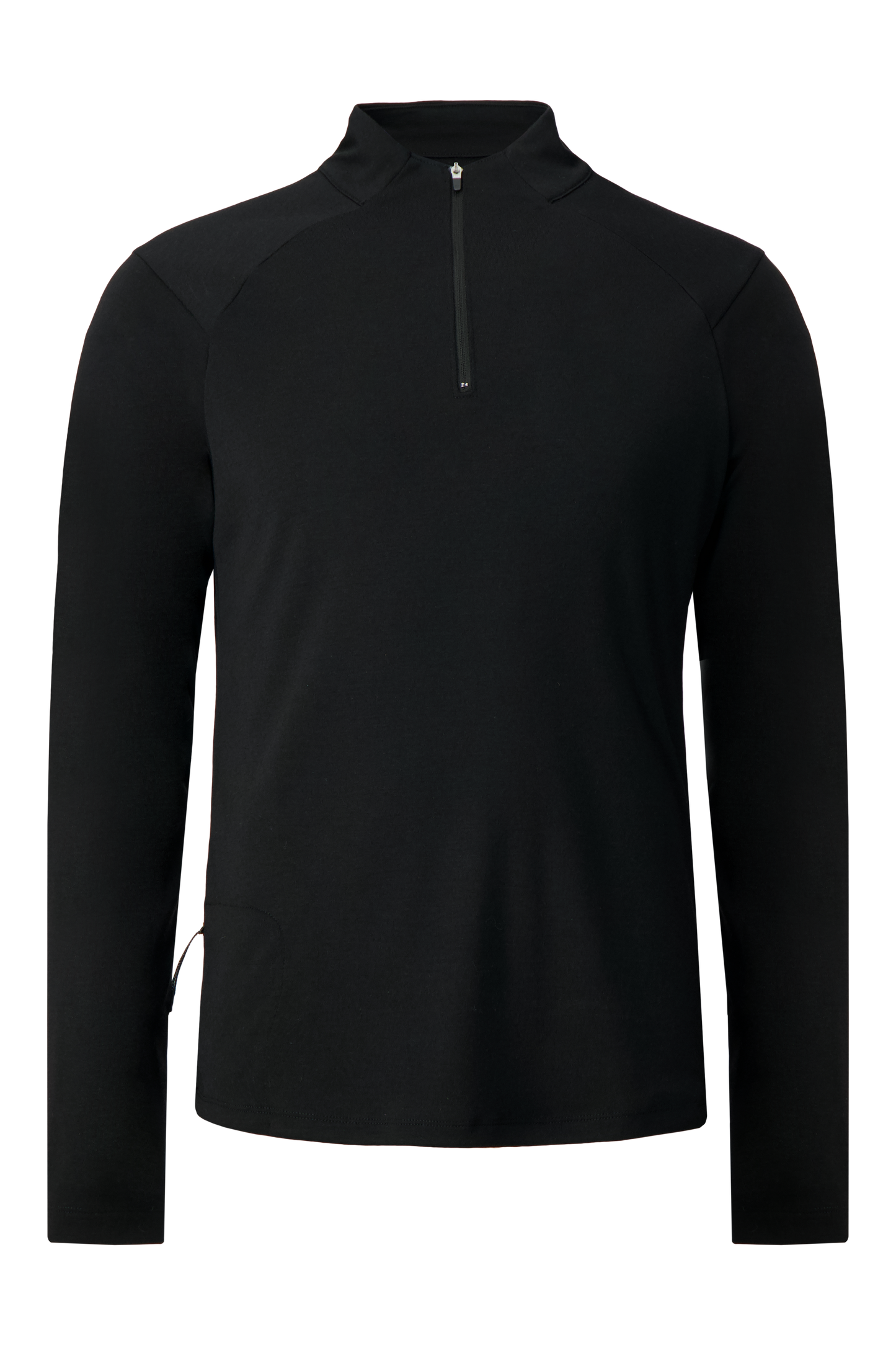 Literary Sport - Claude Mens Quarter Zip Running Long Sleeve T-Shirt - Black - Front