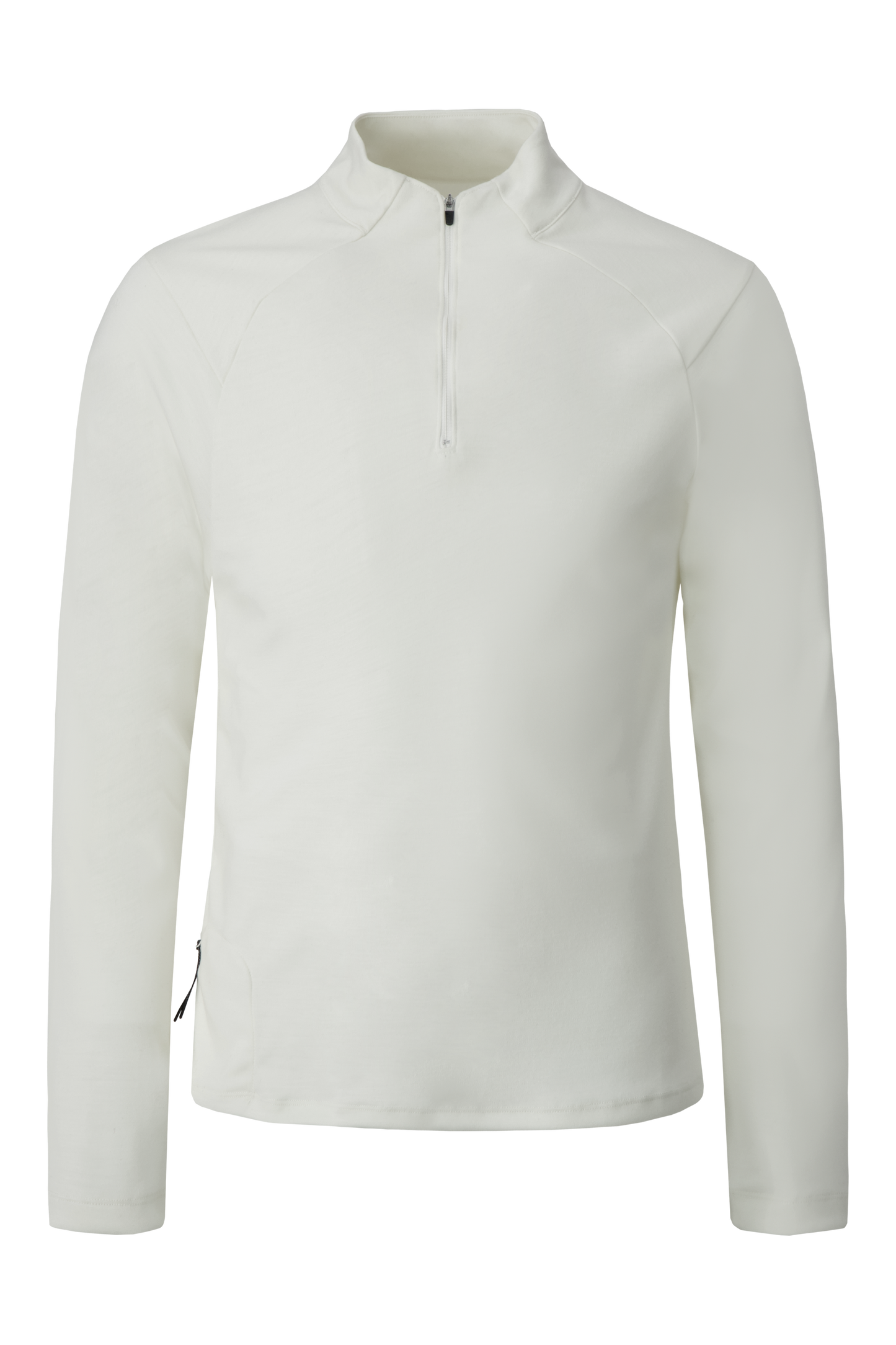 Literary Sport - Claude Mens Quarter Zip Running Long Sleeve T-Shirt - Bone Off-White - Front