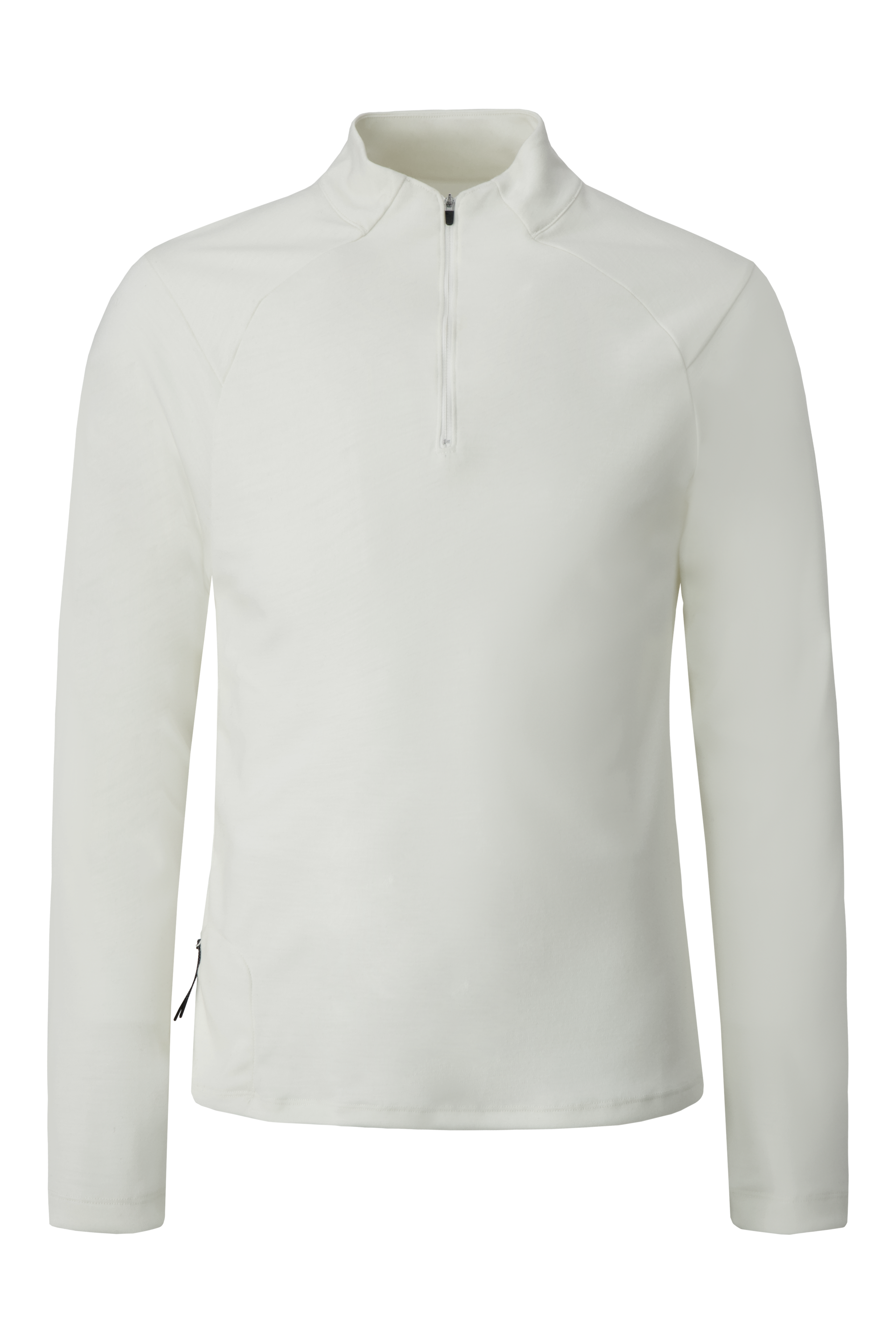 Literary Sport - Jorie Womens Long Sleeve Quarter Zip Running T-Shirt - Bone Off-White - Front