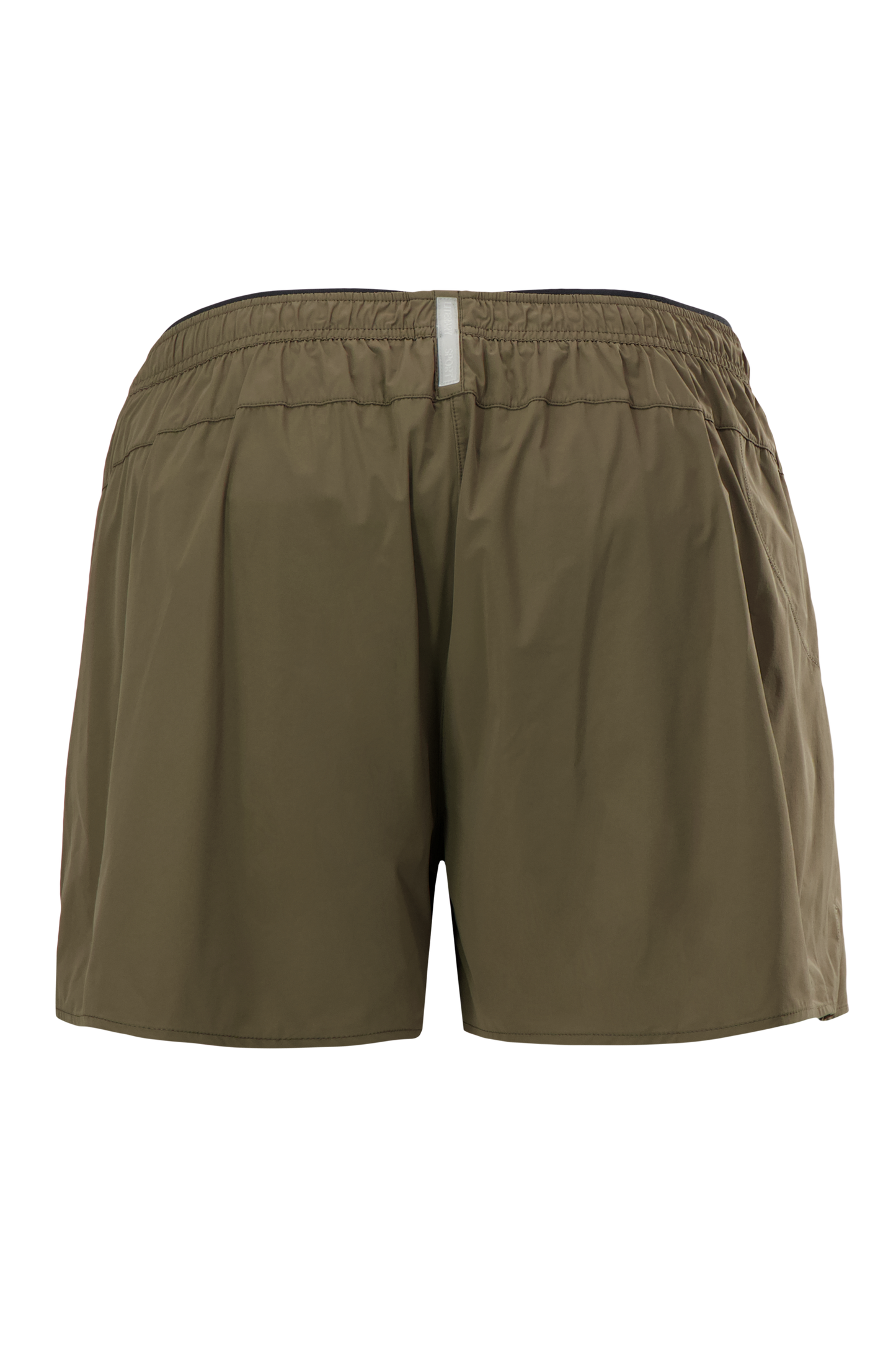 Literary Sport - Marcus Mens Running Short with Brief - Olive Green - Back