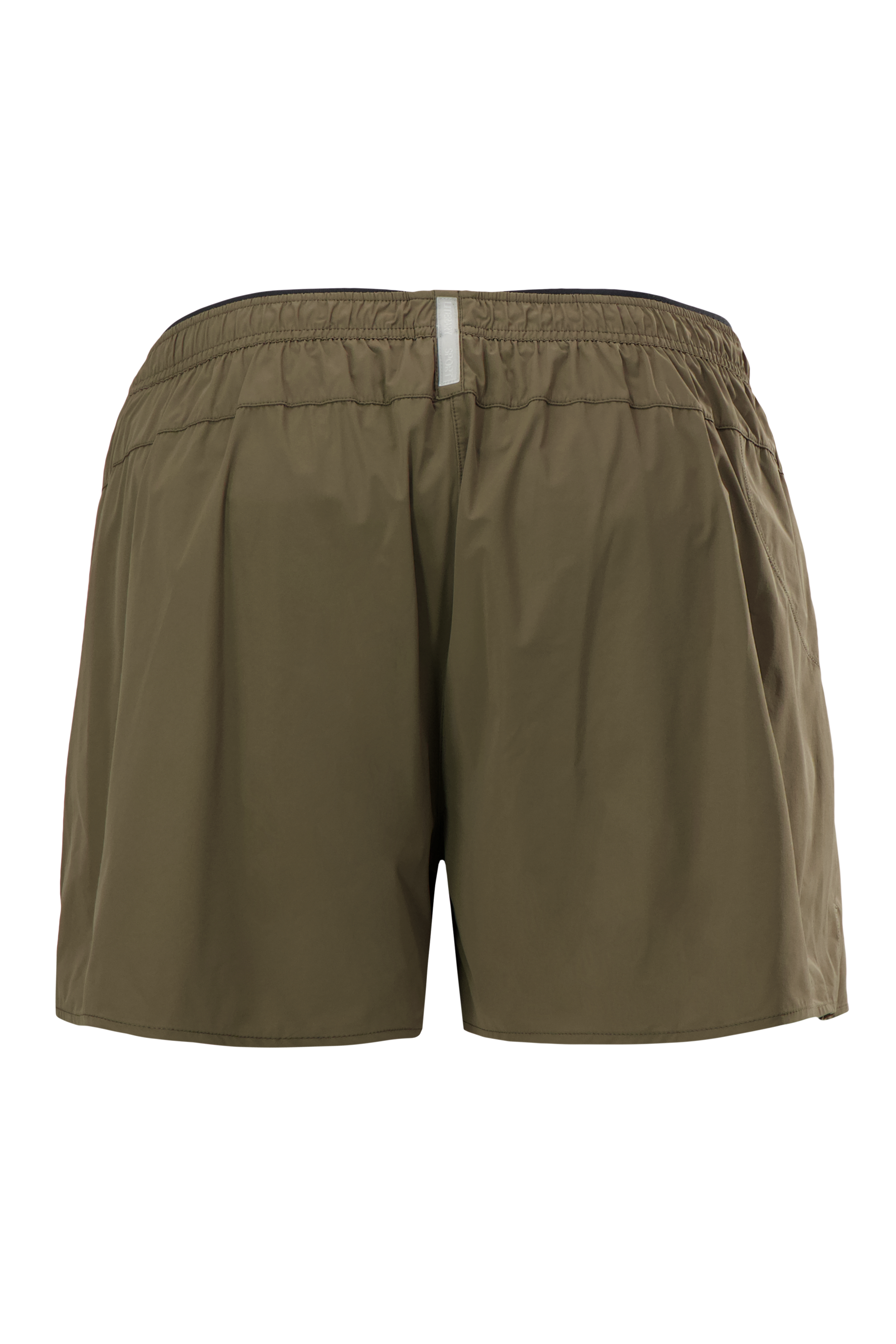 Literary Sport - Marcus Mens Running Short with Brief - Olive Green - Back