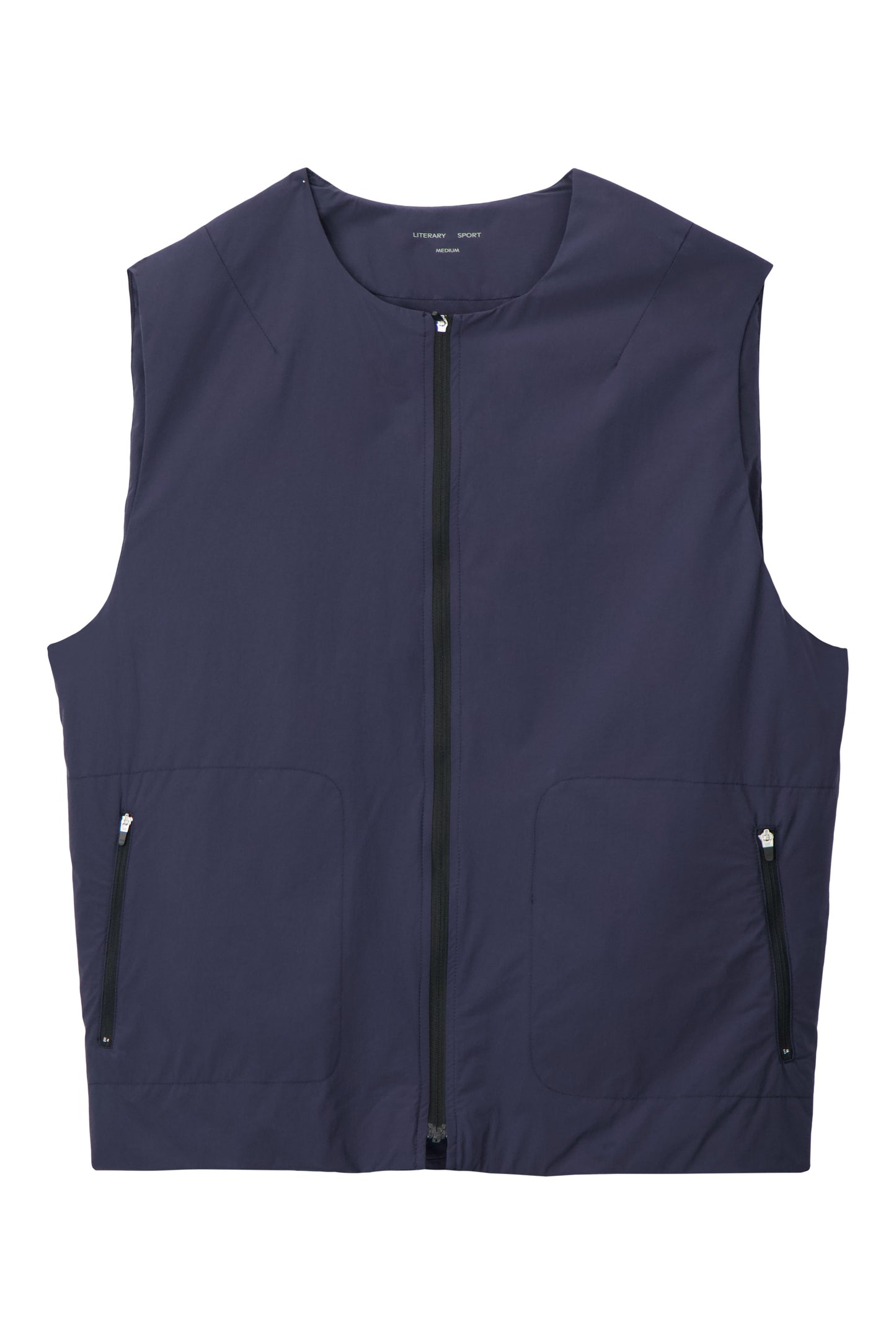 Literary Sport | Cesaire Mens Lightweight Insulated Running Vest - Washed Navy - Front