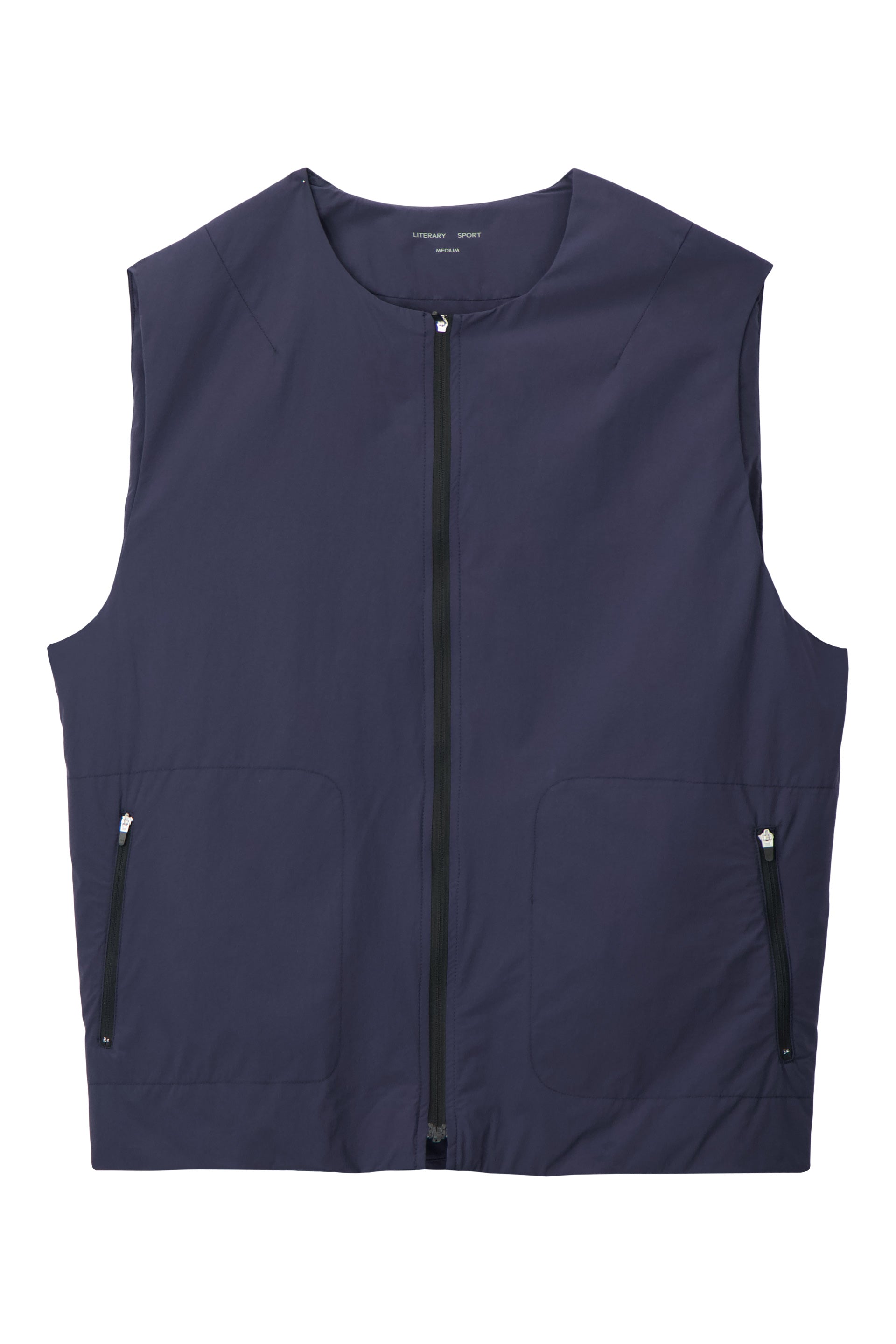 Literary Sport | Cesaire Mens Lightweight Insulated Running Vest - Washed Navy - Front