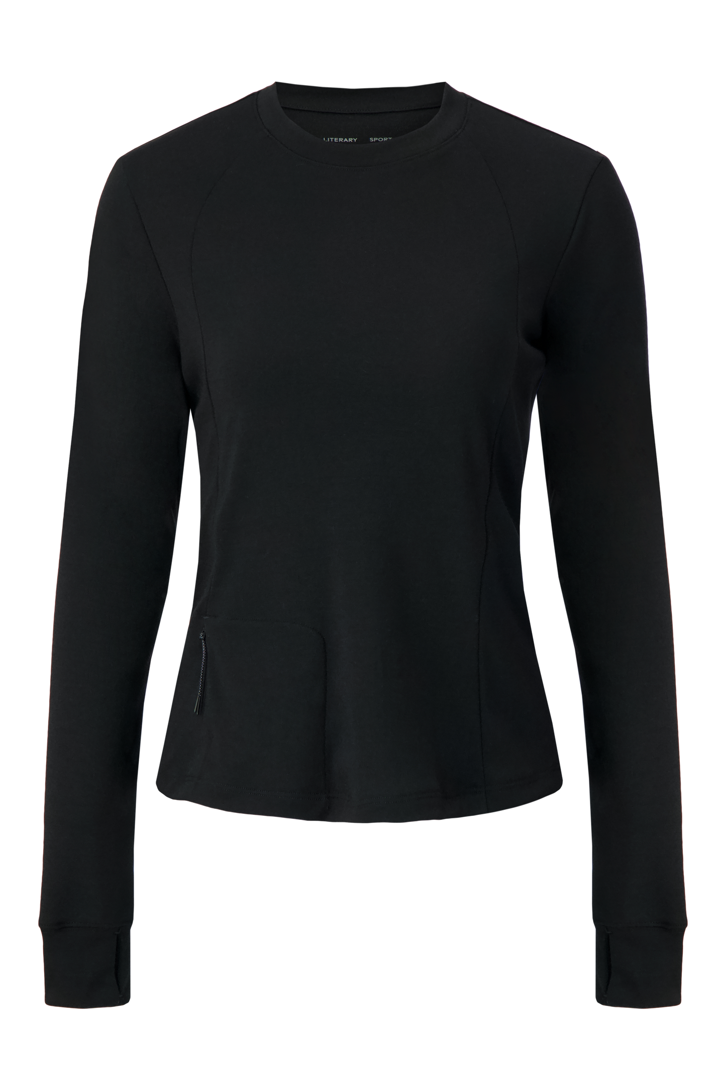 Literary Sport - Anne Womens Long Sleeve Crewneck Running T-Shirt - Black - Front