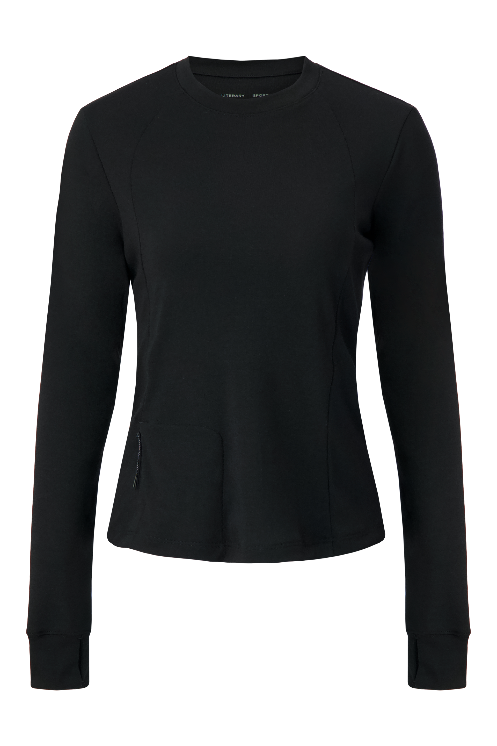 Literary Sport - Anne Womens Long Sleeve Crewneck Running T-Shirt - Black - Front