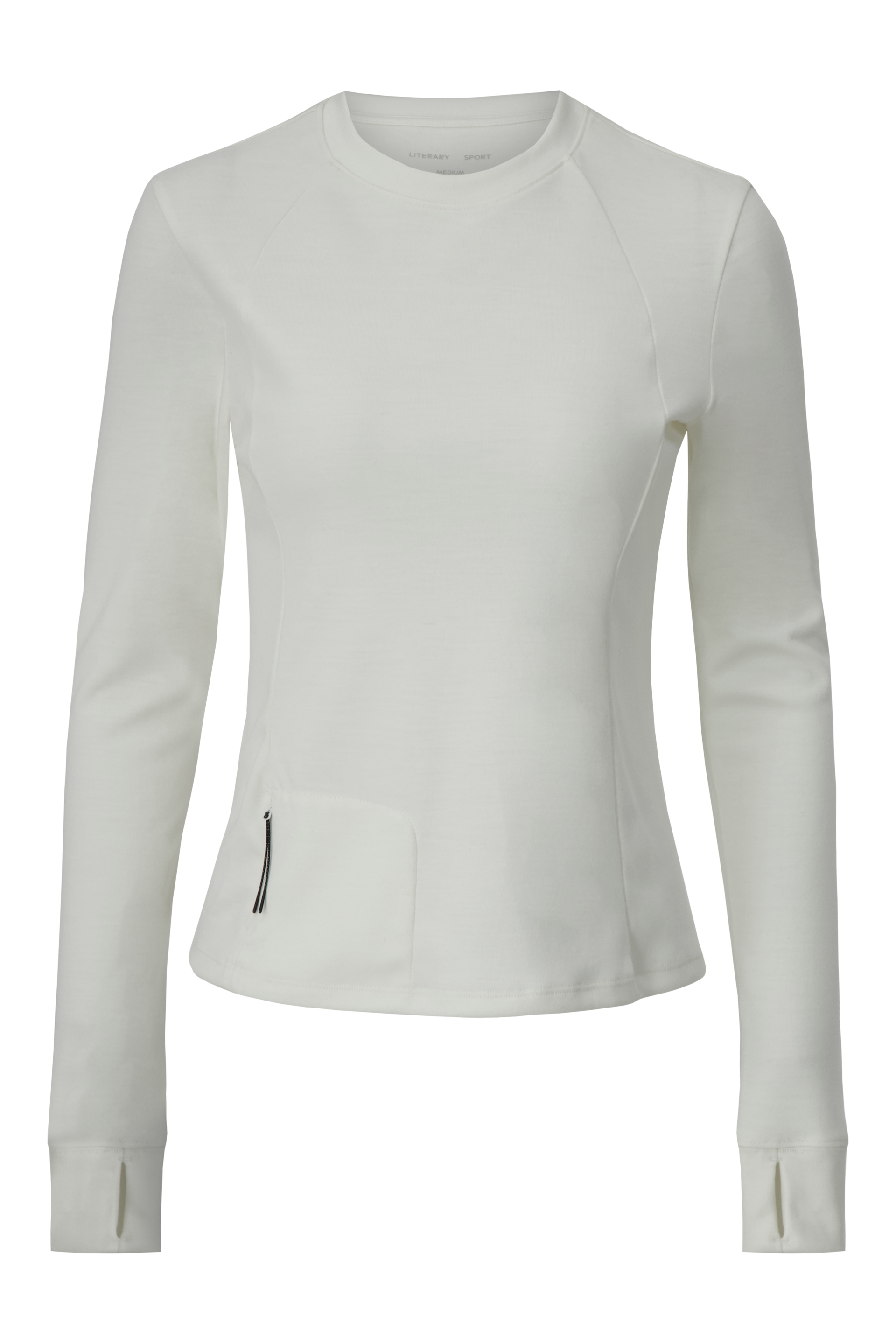 Literary Sport - Anne Womens Long Sleeve Crewneck Running T-Shirt - Bone Off-White - Front