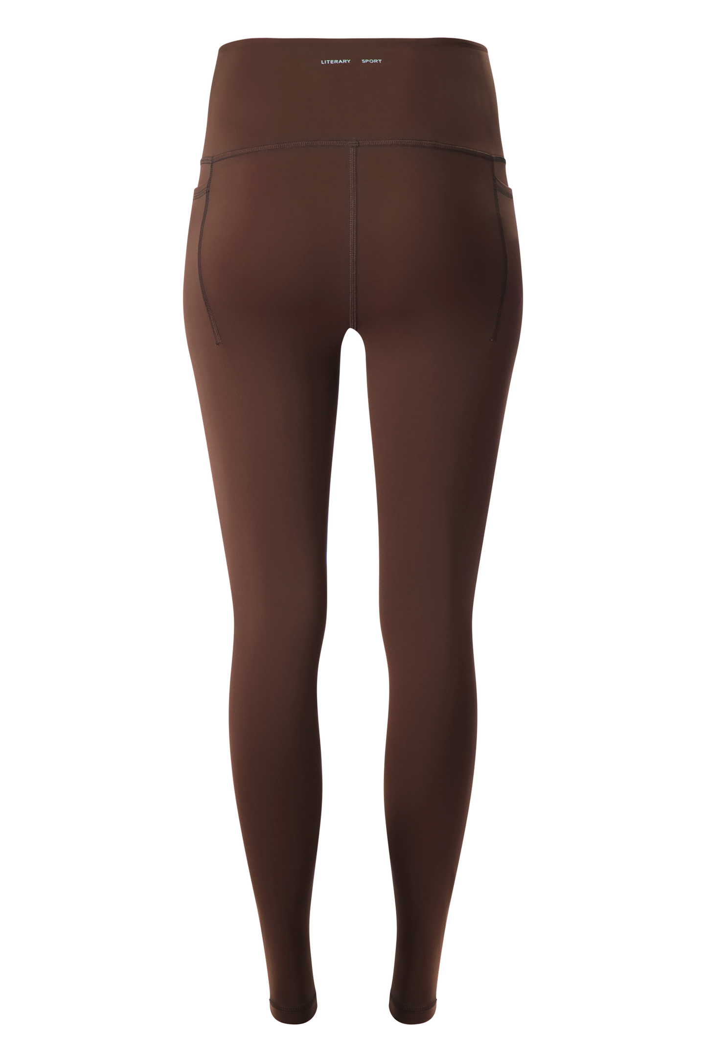 Literary Sport - Issa Womens Full Length Running Tight - Umber Chocolate Brown - Back