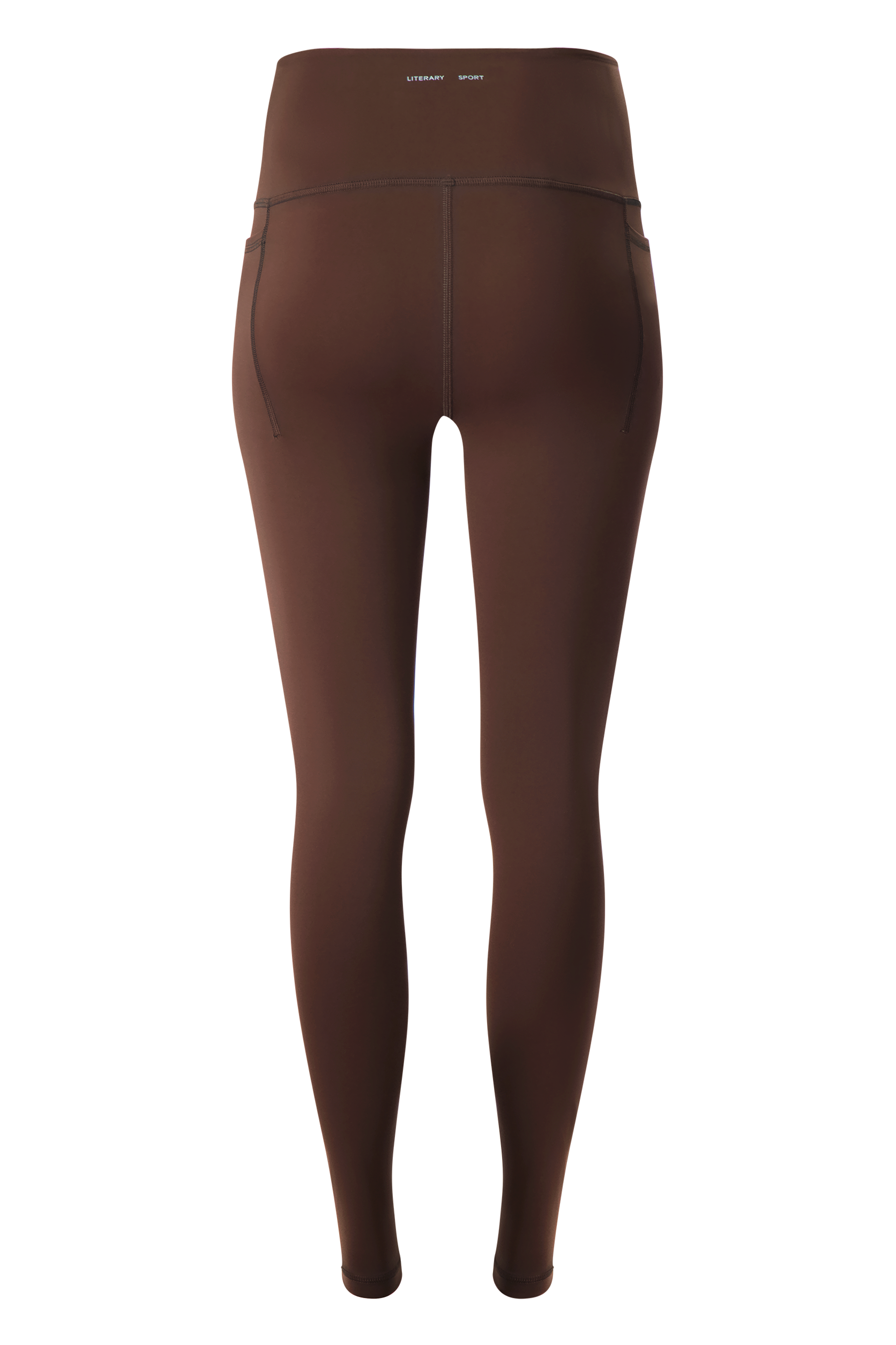 Literary Sport - Issa Womens Full Length Running Tight - Umber Chocolate Brown - Back