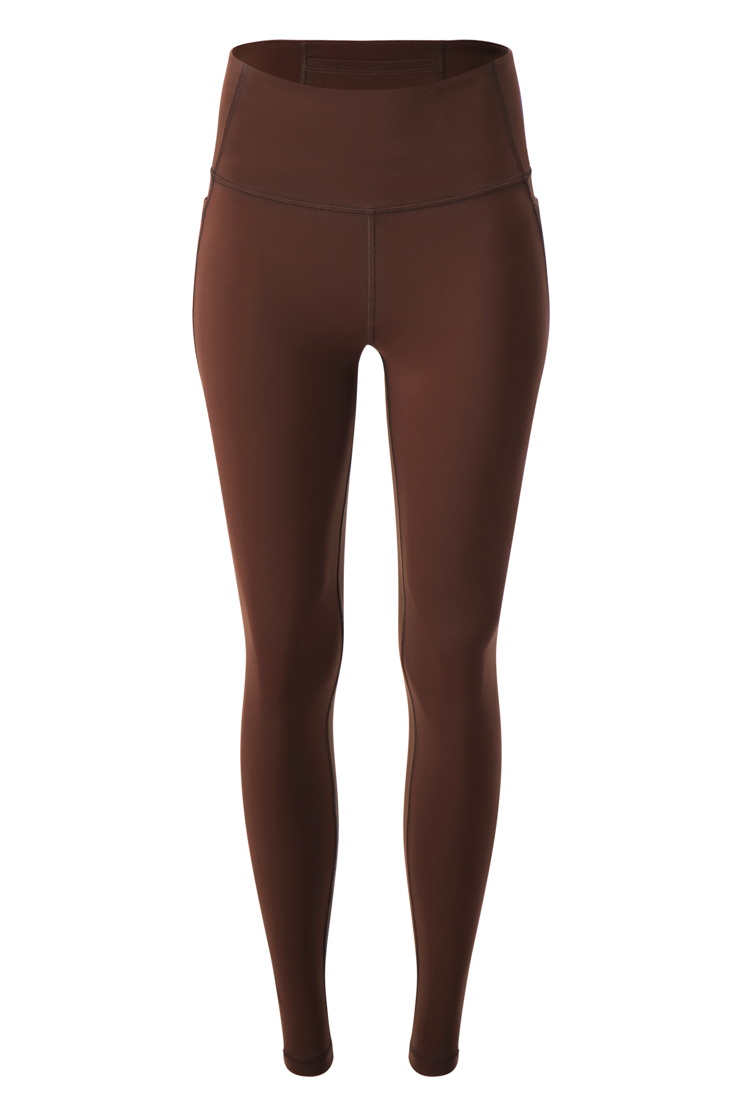 Literary Sport - Issa Womens Full Length Running Tight - Umber Chocolate Brown - Front