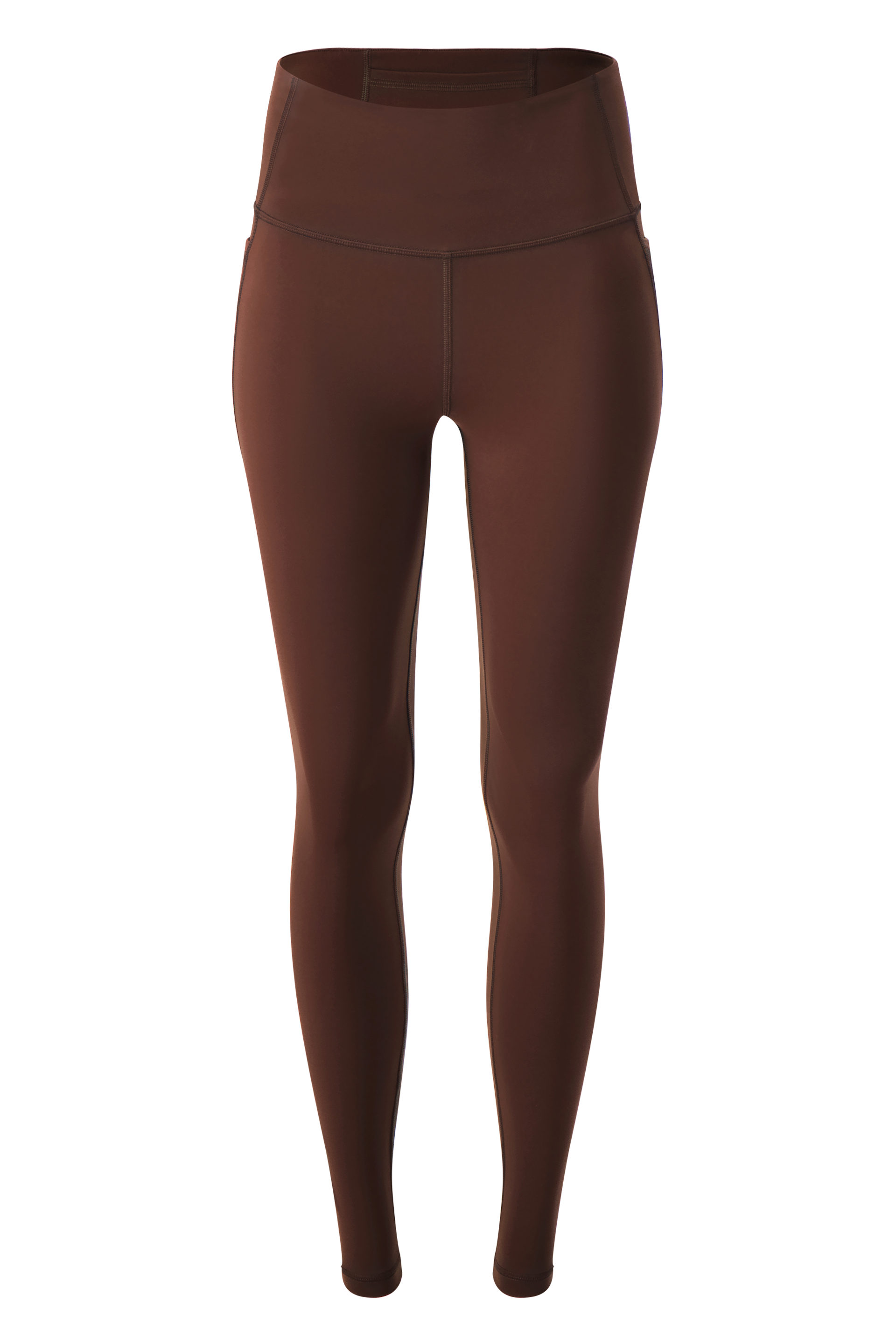 Literary Sport - Issa Womens Full Length Running Tight - Umber Chocolate Brown - Front