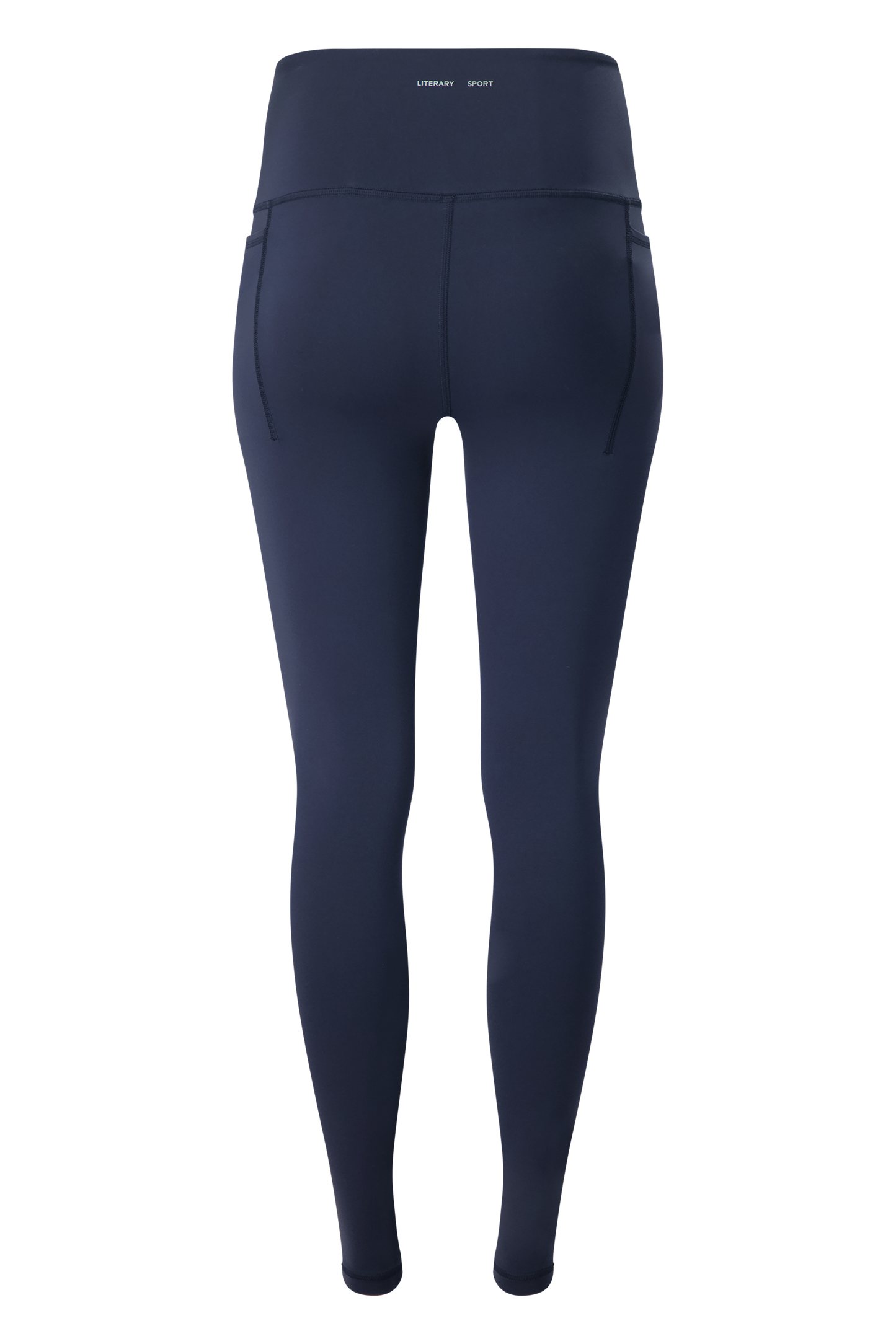 Literary Sport - Issa Womens Full Length Running Tight - Washed Navy - Back