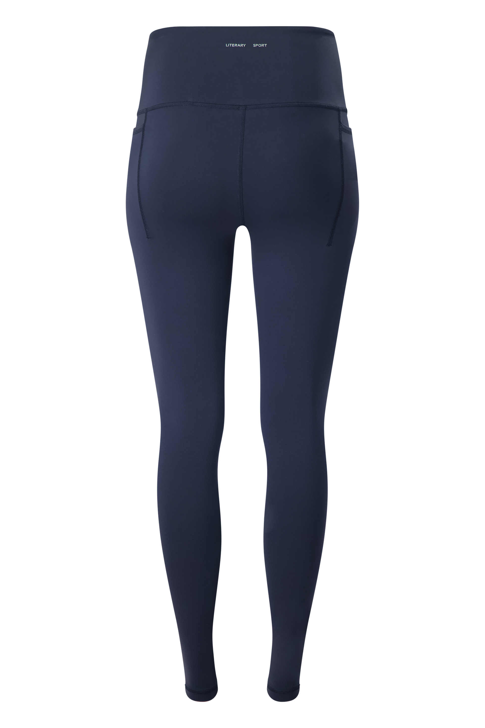 Literary Sport - Issa Womens Full Length Running Tight - Washed Navy - Back