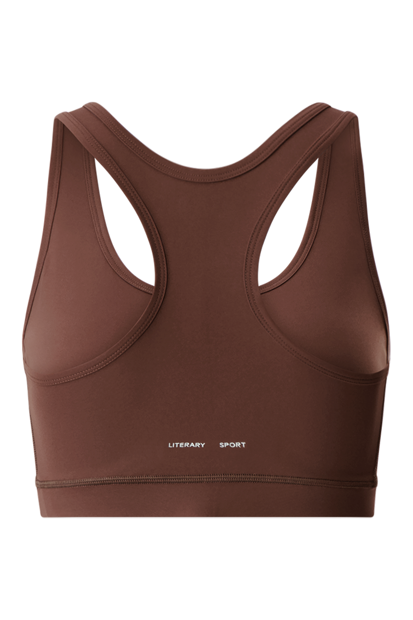 Literary Sport - O'Hara Womens Medium Impact Sports Bra - Umber Chocolate Brown - Back