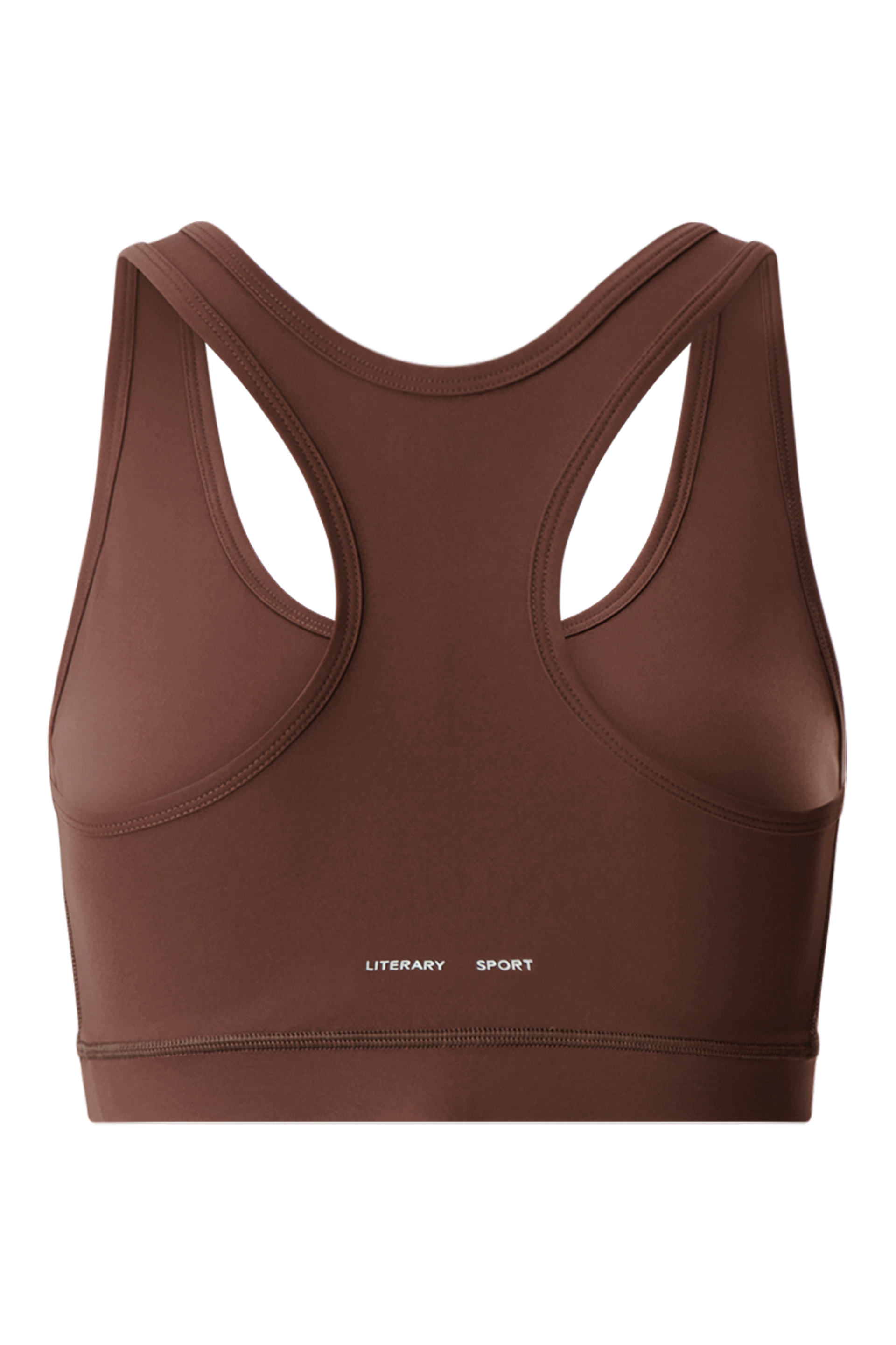 Literary Sport - O'Hara Womens Medium Impact Sports Bra - Umber Chocolate Brown - Back