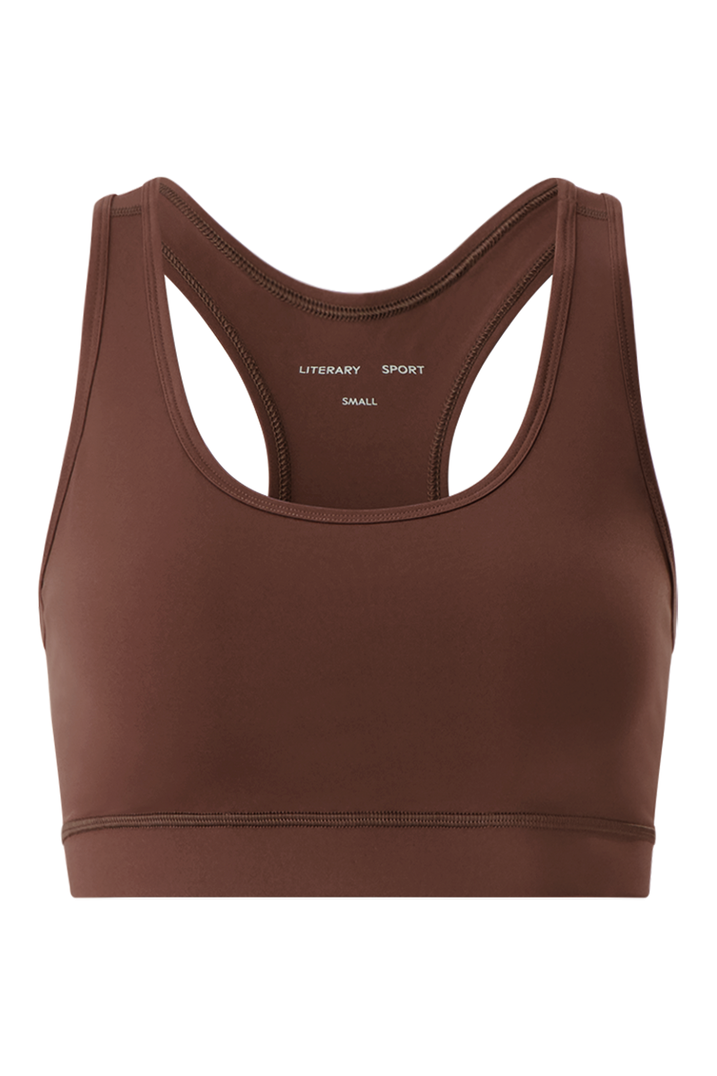Literary Sport - O'Hara Womens Medium Impact Sports Bra - Umber Chocolate Brown - Front