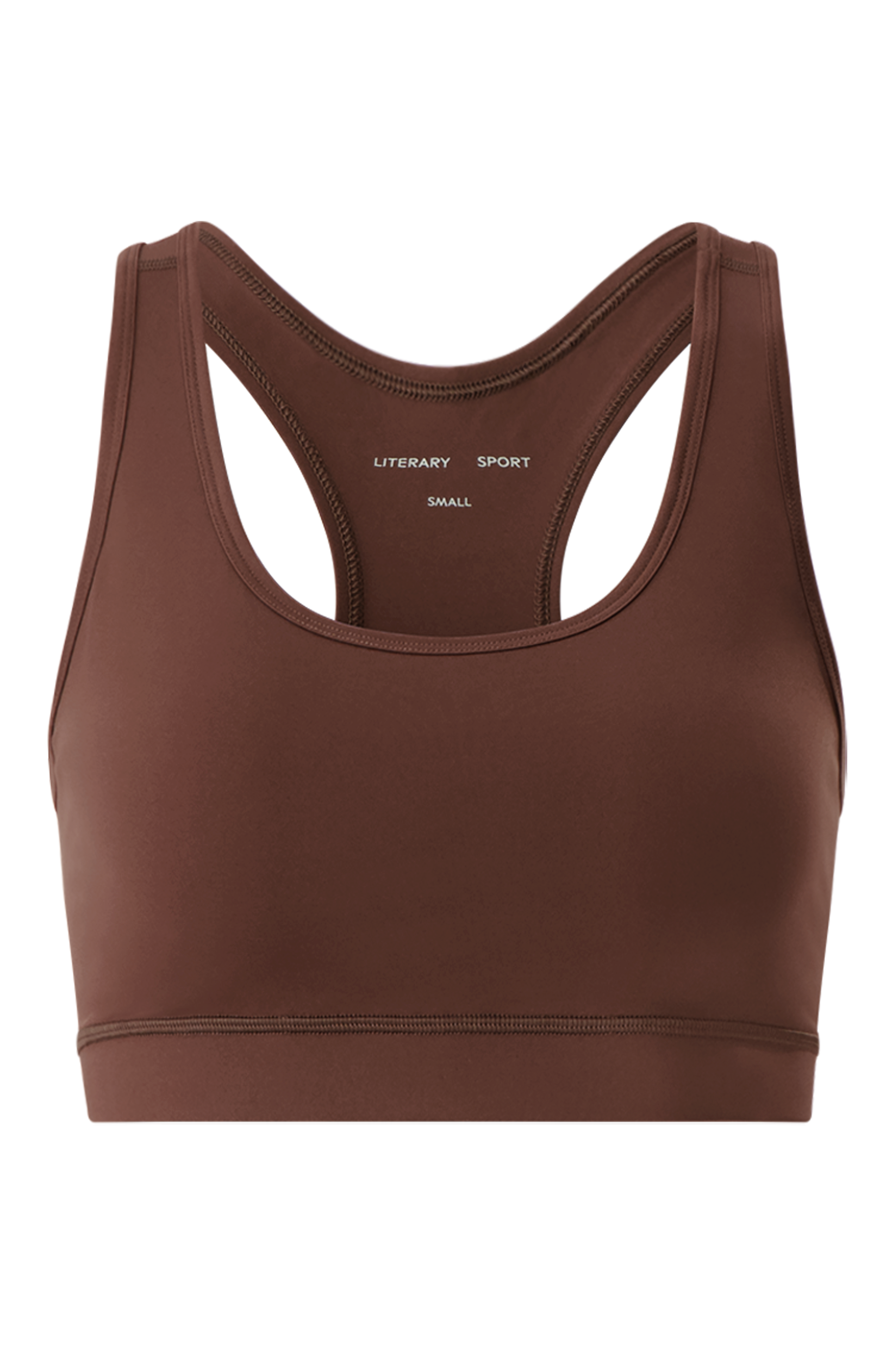 Literary Sport - O'Hara Womens Medium Impact Sports Bra - Umber Chocolate Brown - Front