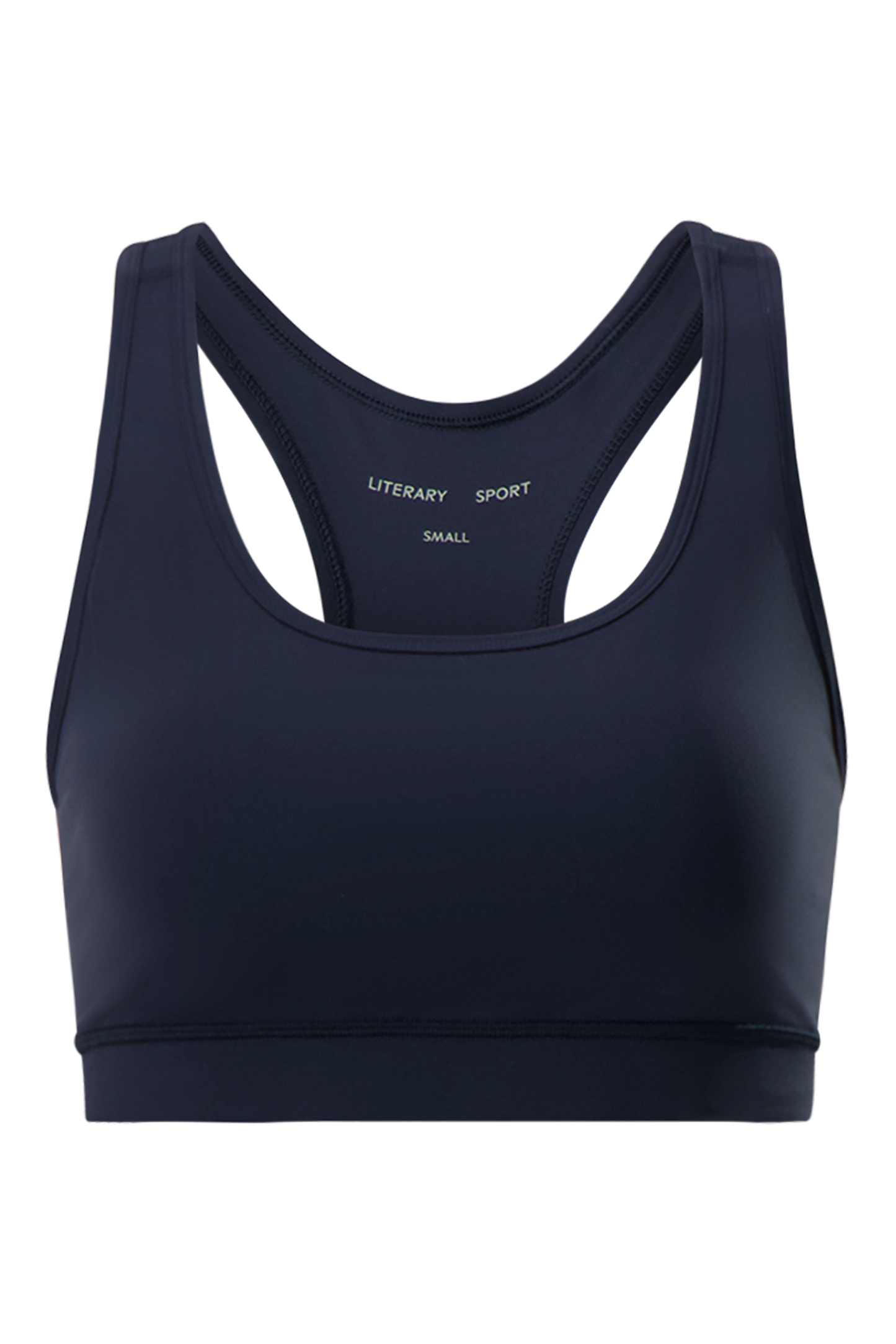Literary Sport - O'Hara Womens Medium Impact Sports Bra - Washed Navy - Front