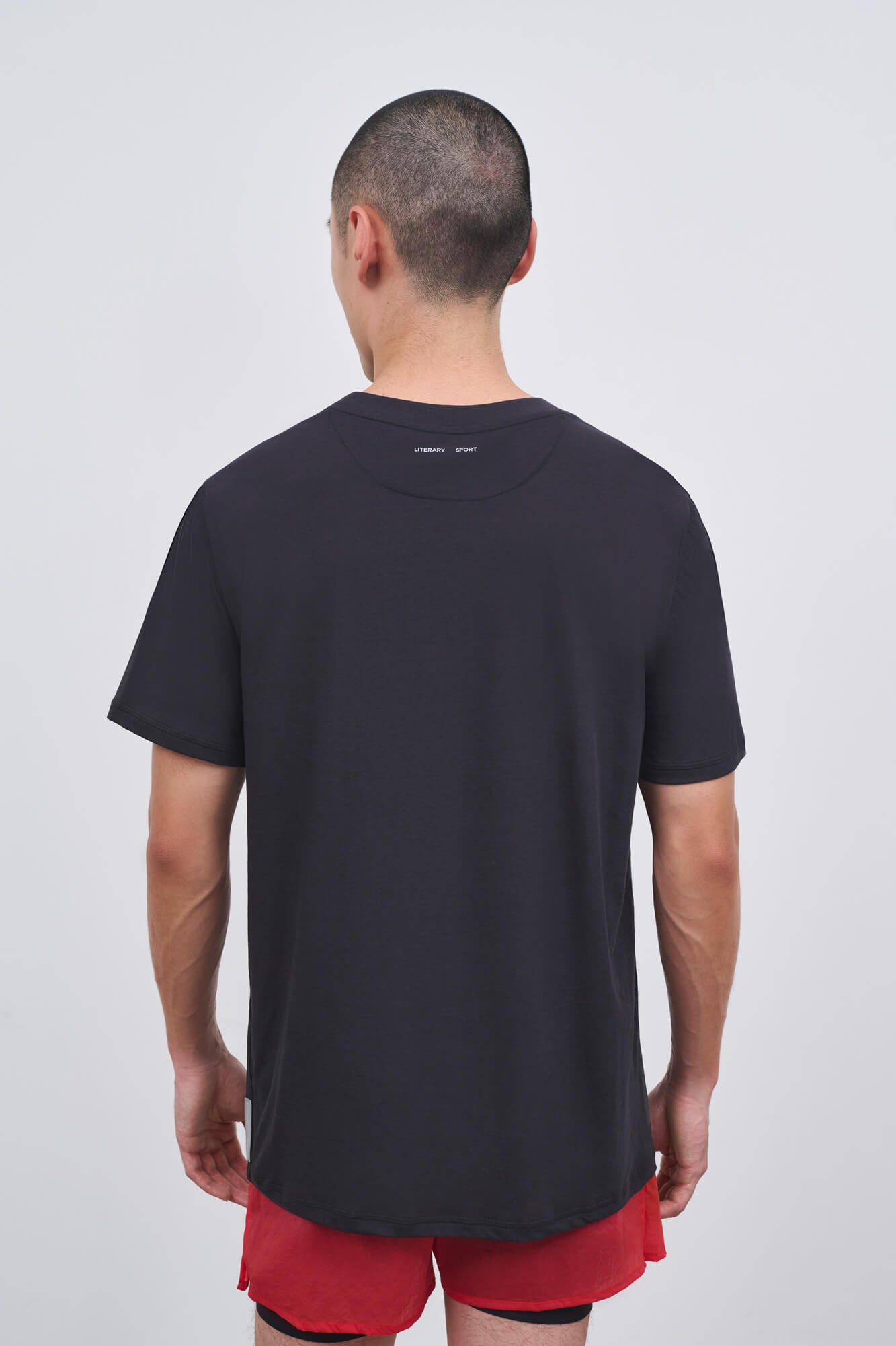 Literary Sport - Mens James Running T-Shirt in Lightweight Cotton - Washed Black