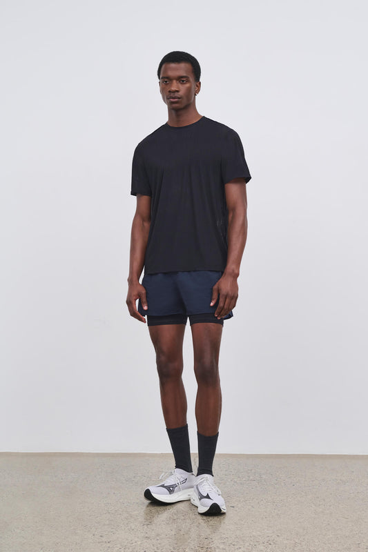 Literary Sport - Mens Myles Run Short with Brief - Scarlet with Black Brief