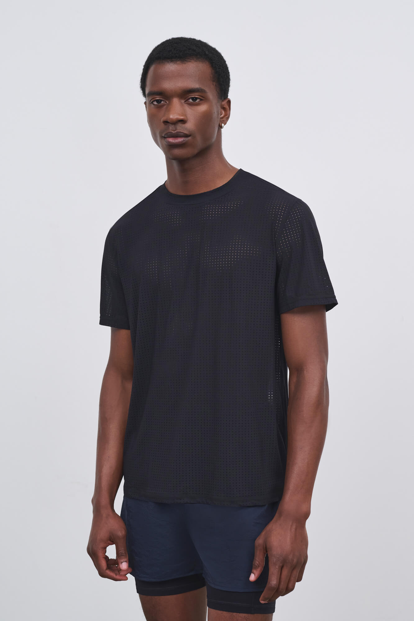 Literary Sport | Mens James Perforated Running T-Shirt in Black
