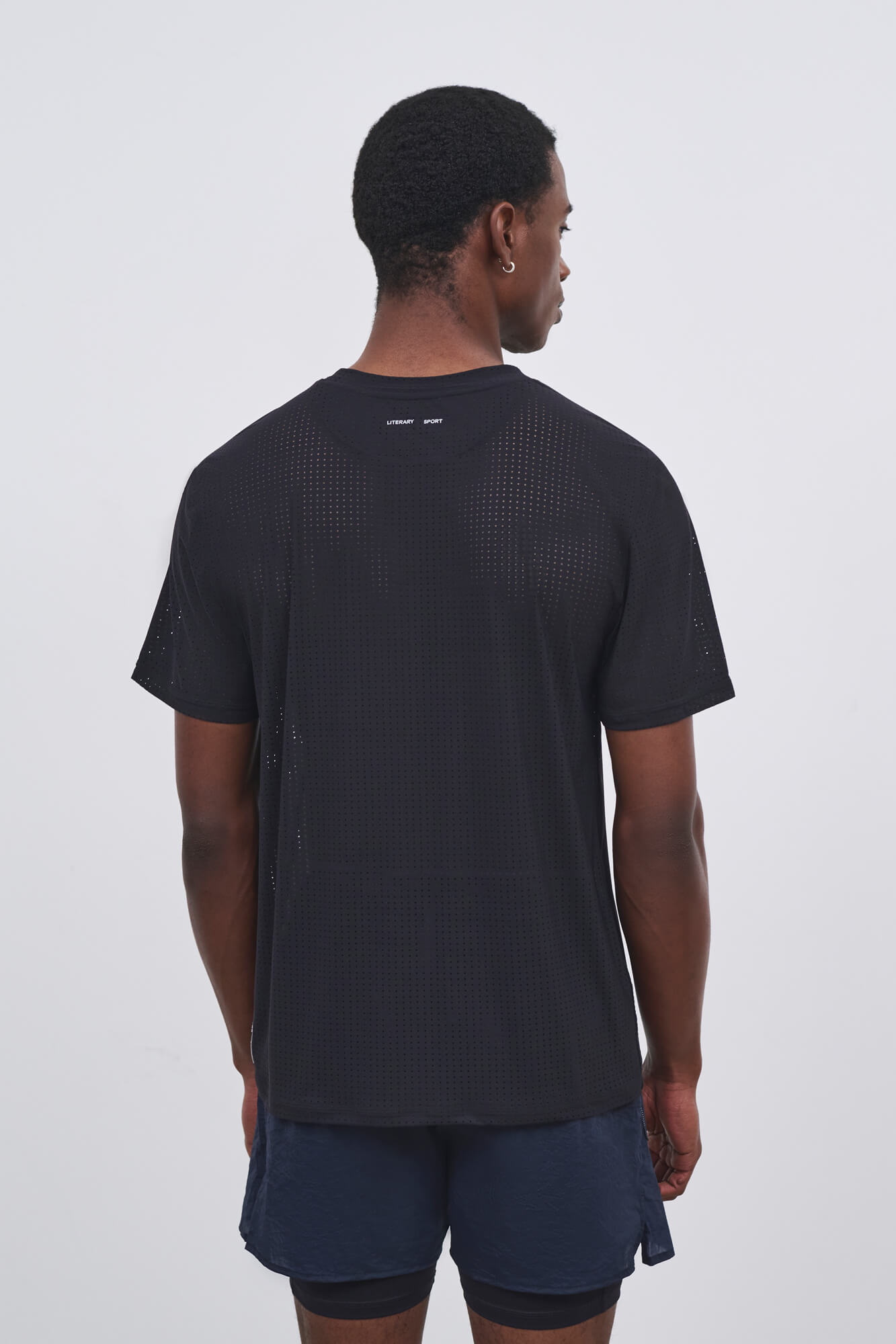 Literary Sport | Mens James Perforated Running T-Shirt in Black