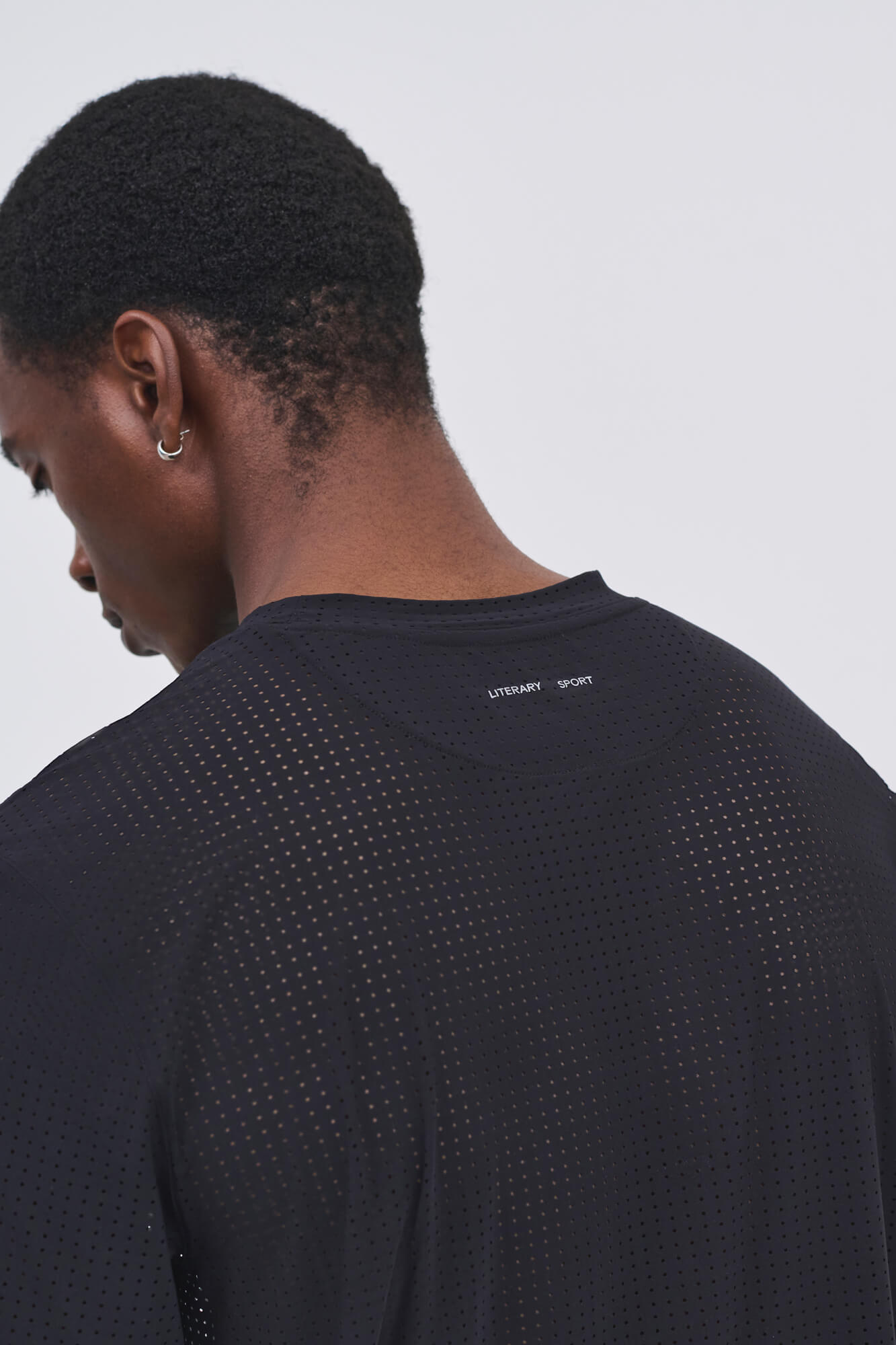 Literary Sport | Mens James Perforated Running T-Shirt in Black