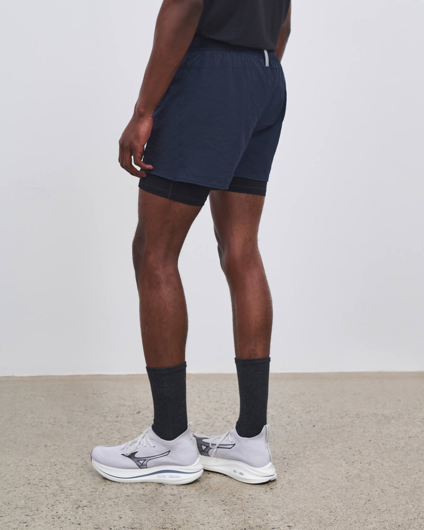 Literary Sport - Mens Myles Run Short with Brief - Navy with Black Brief