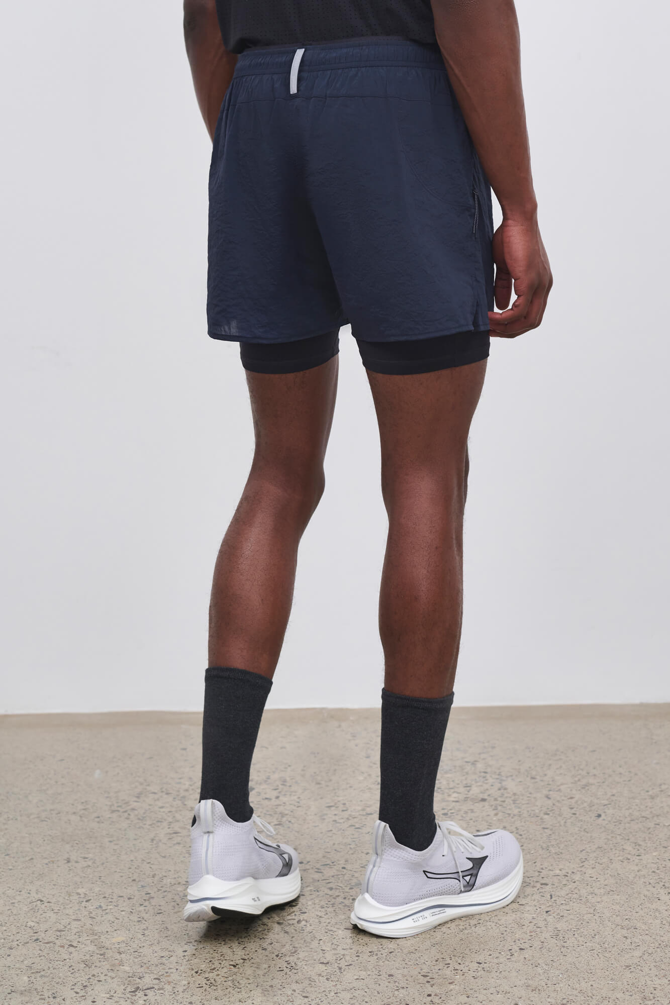 Literary Sport - Mens Myles Run Short with Brief - Navy with Black Brief