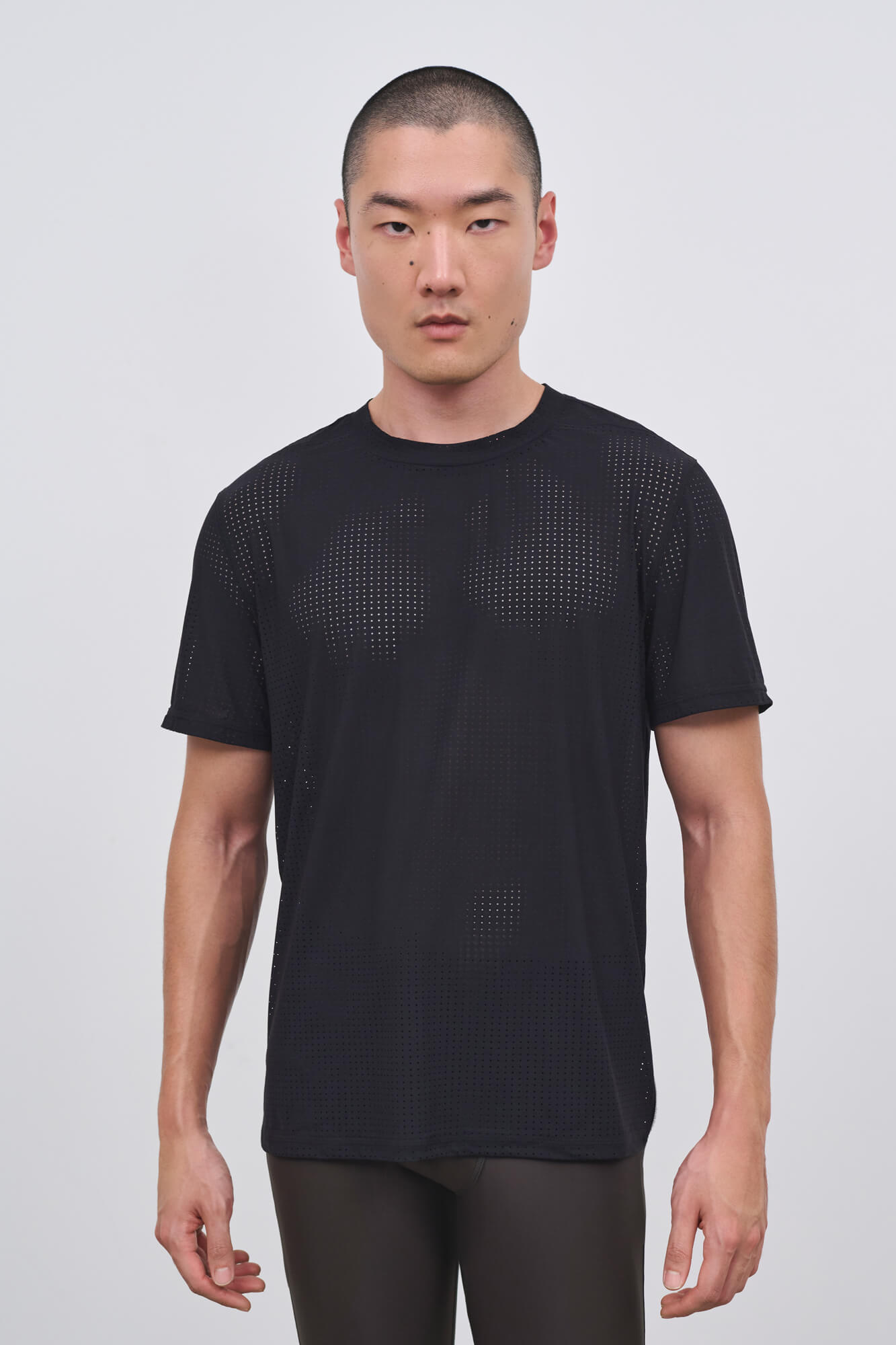 Literary Sport | Mens James Perforated Running T-Shirt in Black