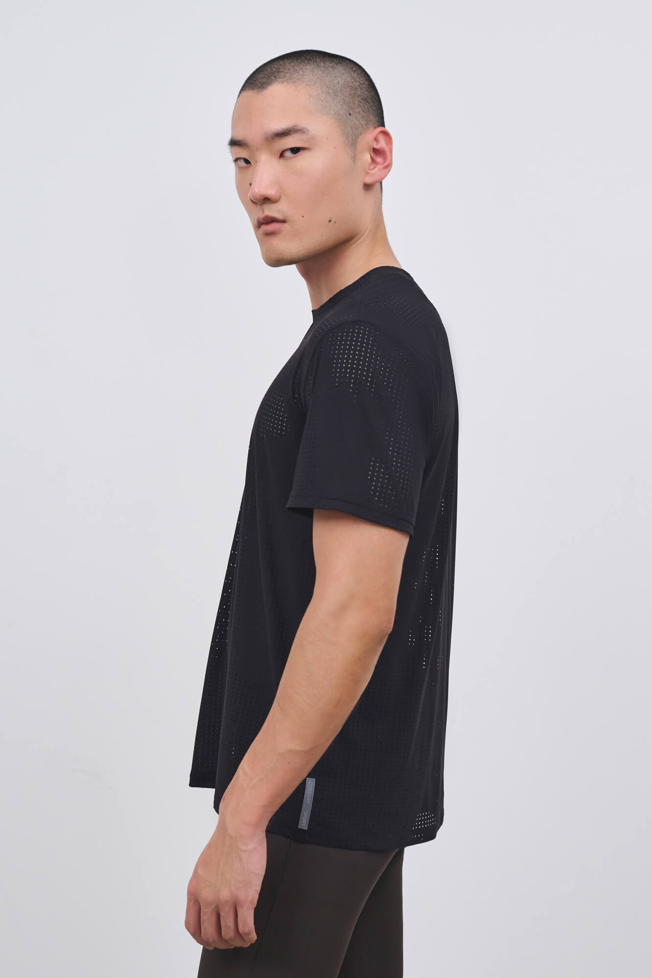 Literary Sport | Mens James Perforated Running T-Shirt in Black