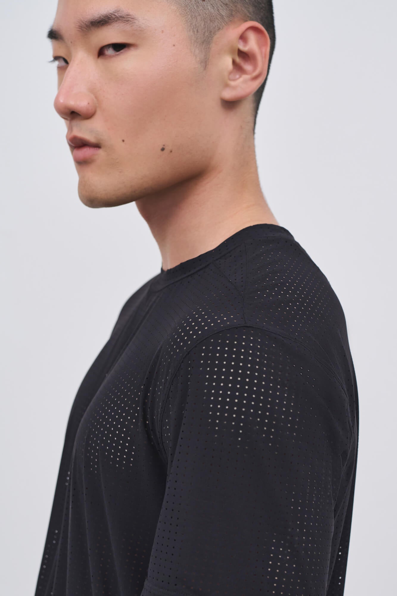 Literary Sport | Mens James Perforated Running T-Shirt in Black