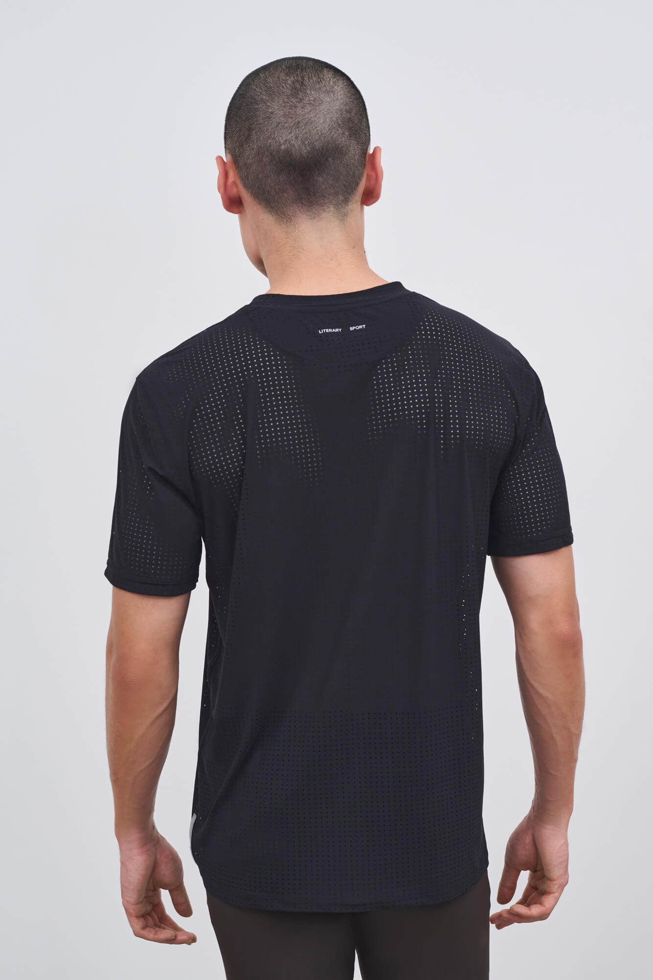 Literary Sport | Mens James Perforated Running T-Shirt in Black