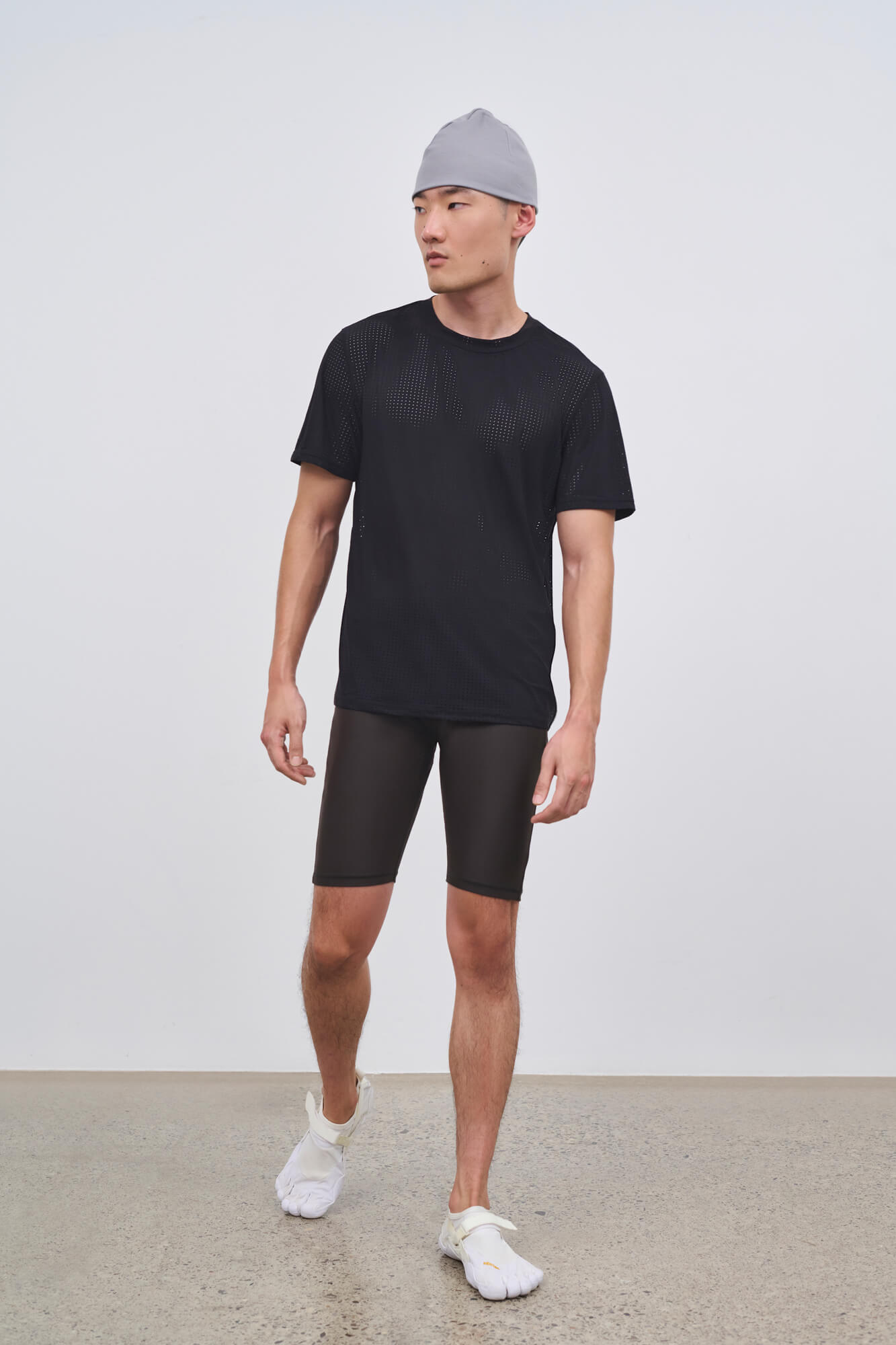 Literary Sport | Mens James Perforated Running T-Shirt in Black