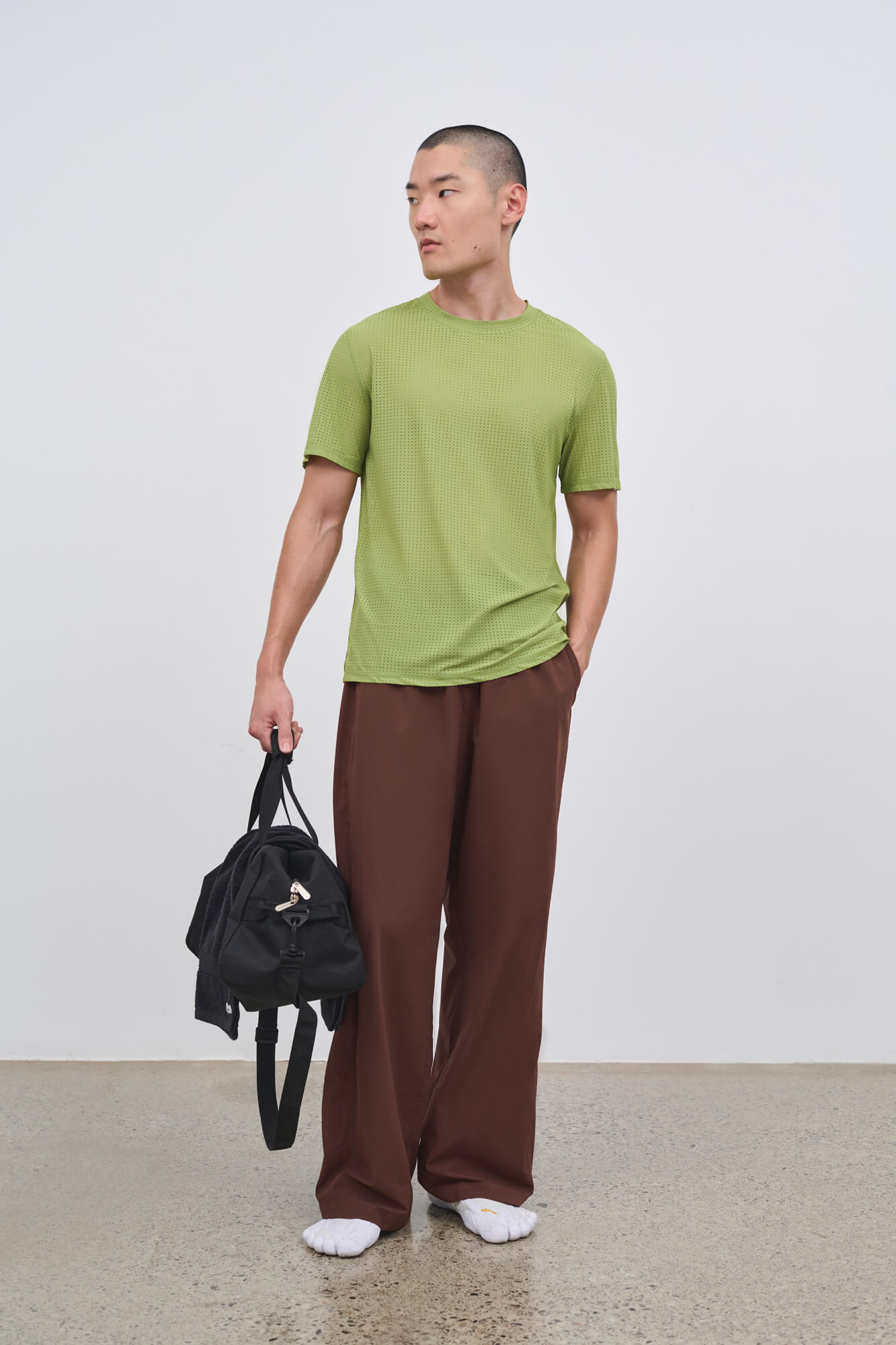 Literary Sport | Mens James Perforated Running T-Shirt in Verdant Green