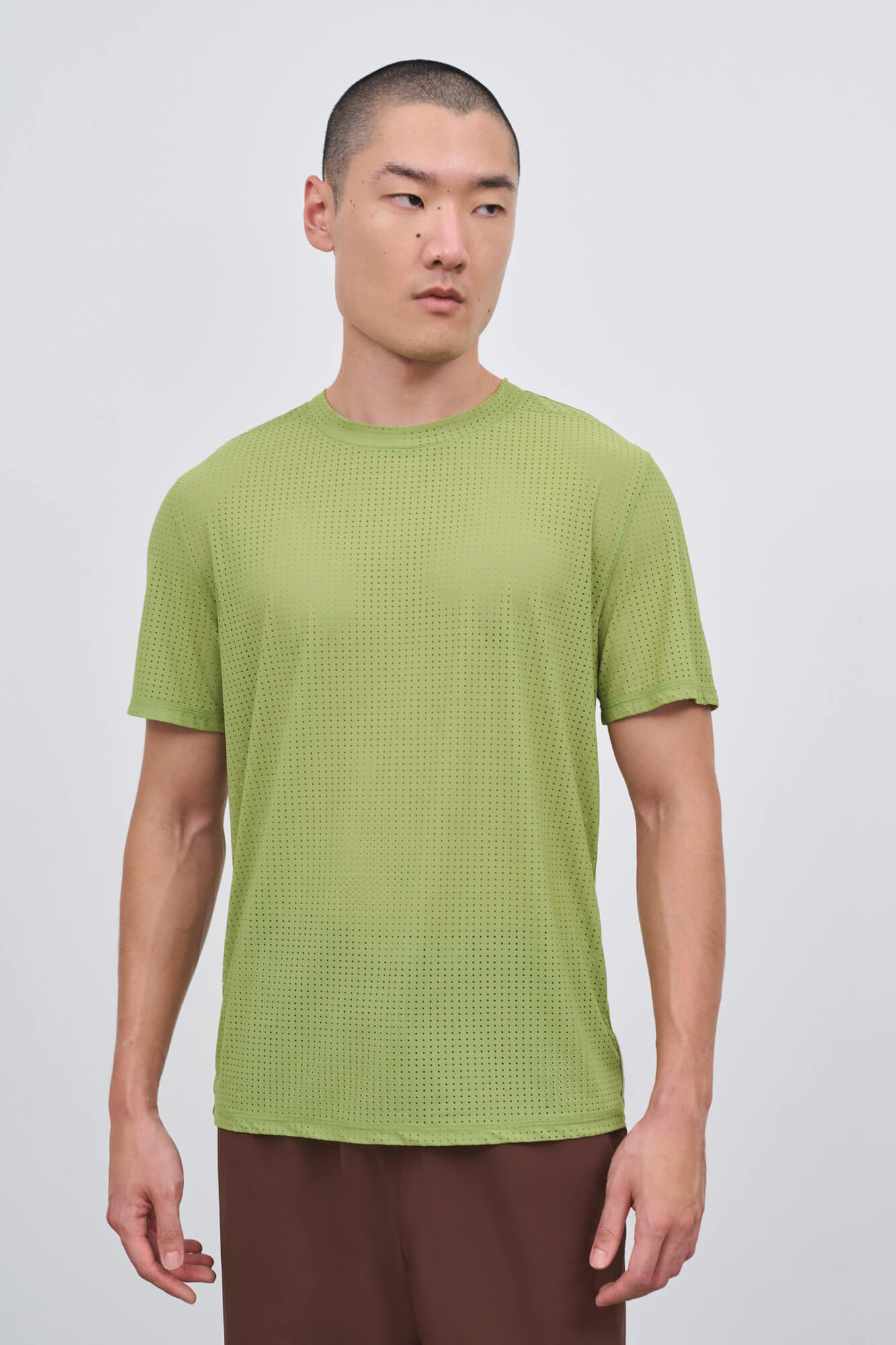 Literary Sport | Mens James Perforated Running T-Shirt in Verdant Green