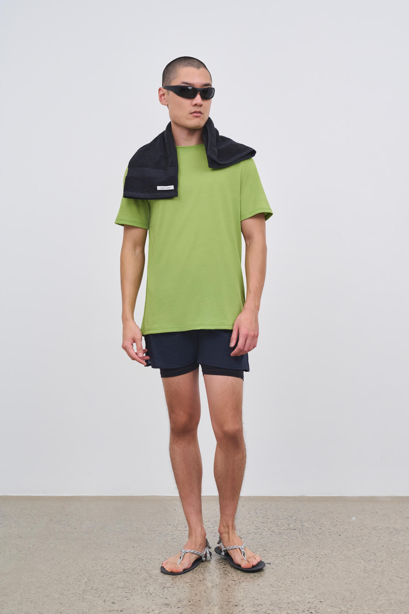 Literary Sport - Mens Myles Run Short with Brief - Navy with Black Brief