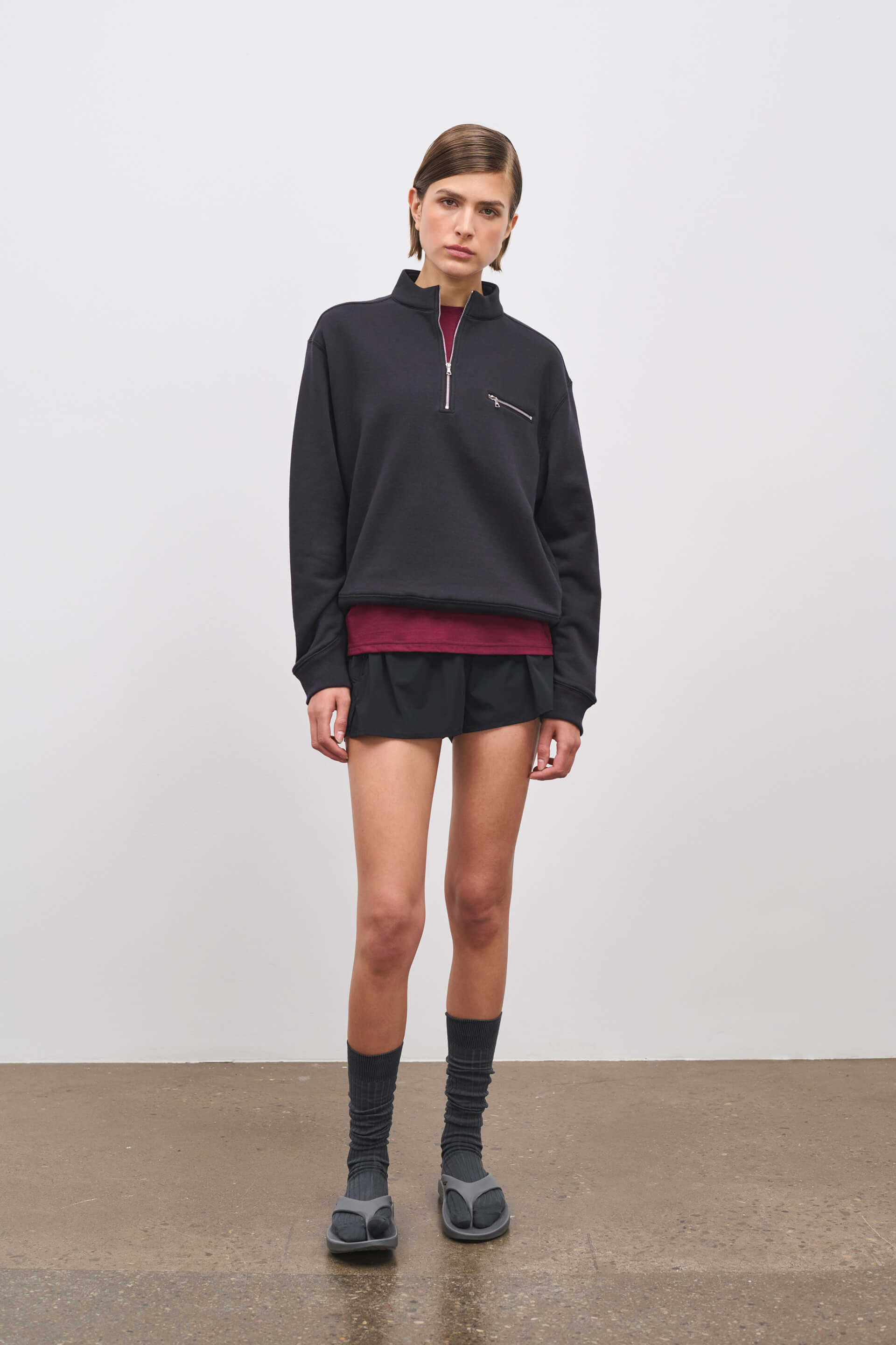 Literary Sport | Jane Womens Long Sleeve Quarter Zip Sweatshirt - Washed Black
