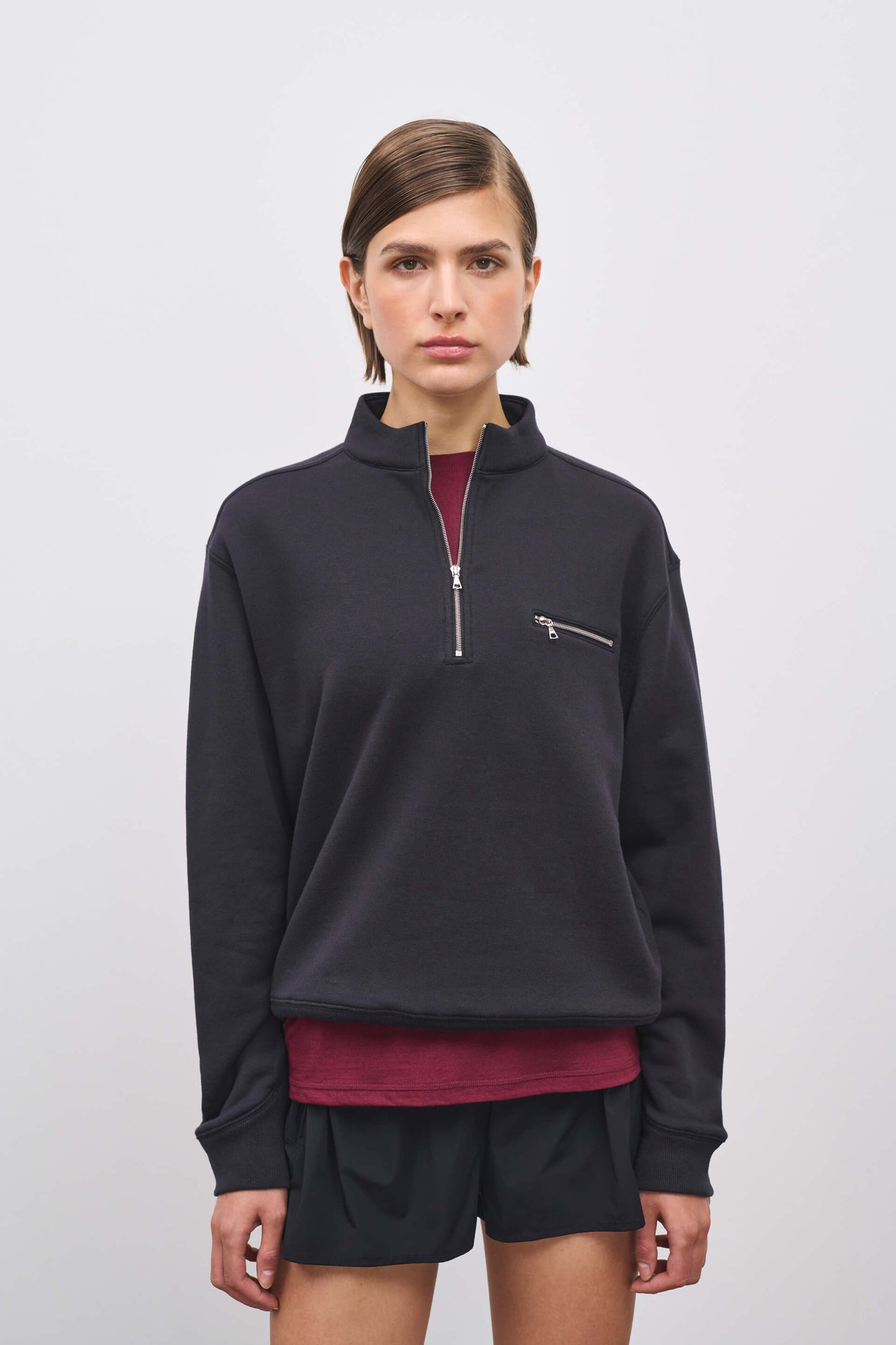 Literary Sport | Jane Womens Long Sleeve Quarter Zip Sweatshirt - Washed Black