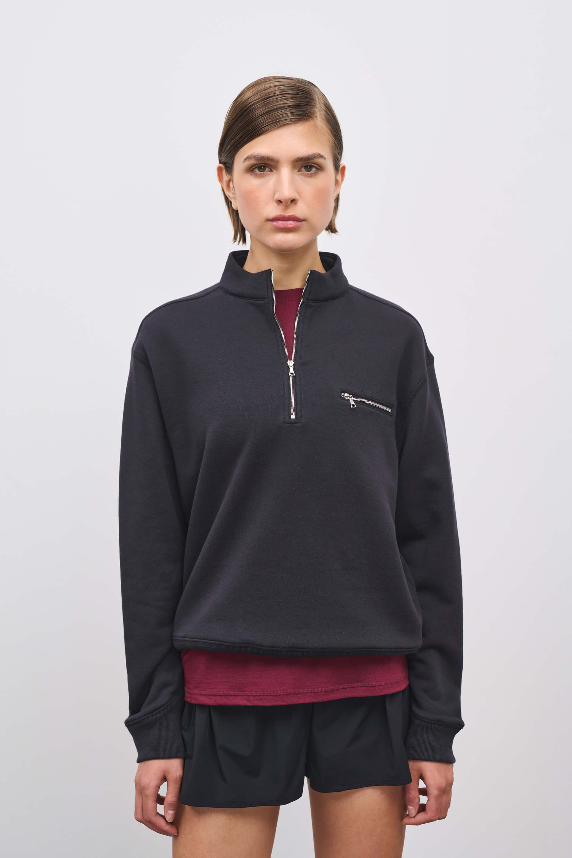 Literary Sport | Jane Womens Long Sleeve Quarter Zip Sweatshirt - Washed Black