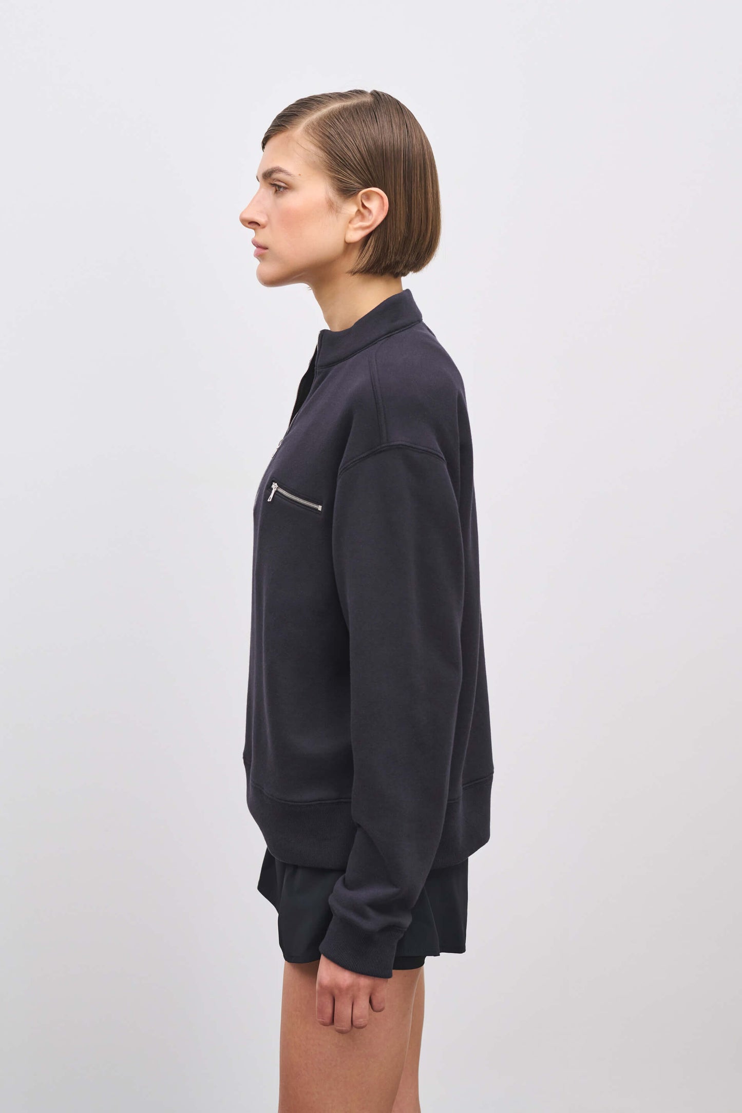 Literary Sport | Jane Womens Long Sleeve Quarter Zip Sweatshirt - Washed Black