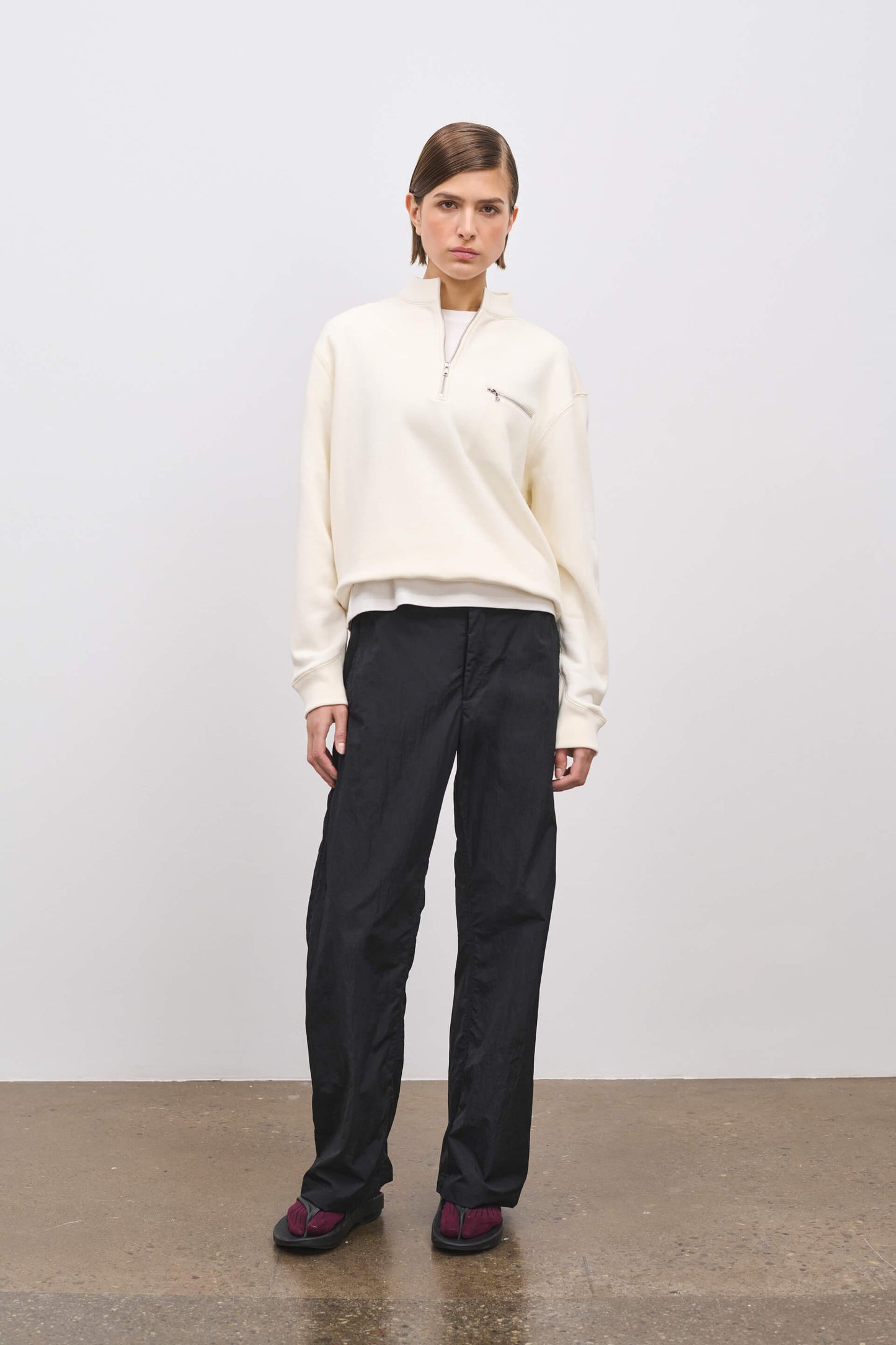 Literary Sport | Jane Womens Long Sleeve Quarter Zip Sweatshirt - Natural White