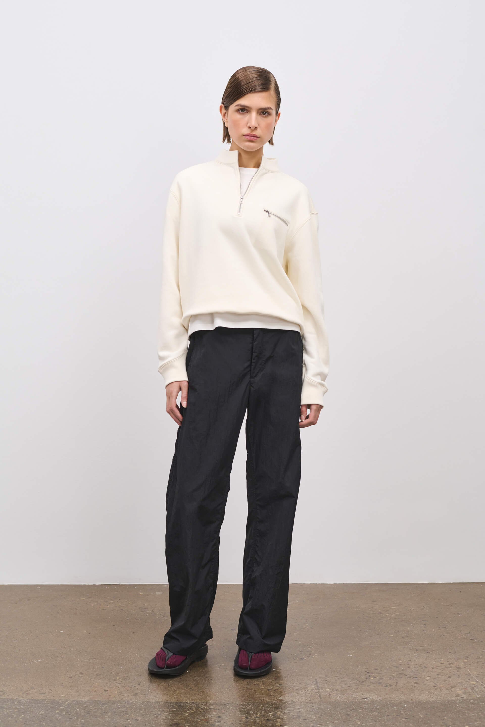 Literary Sport | Jane Womens Long Sleeve Quarter Zip Sweatshirt - Natural White