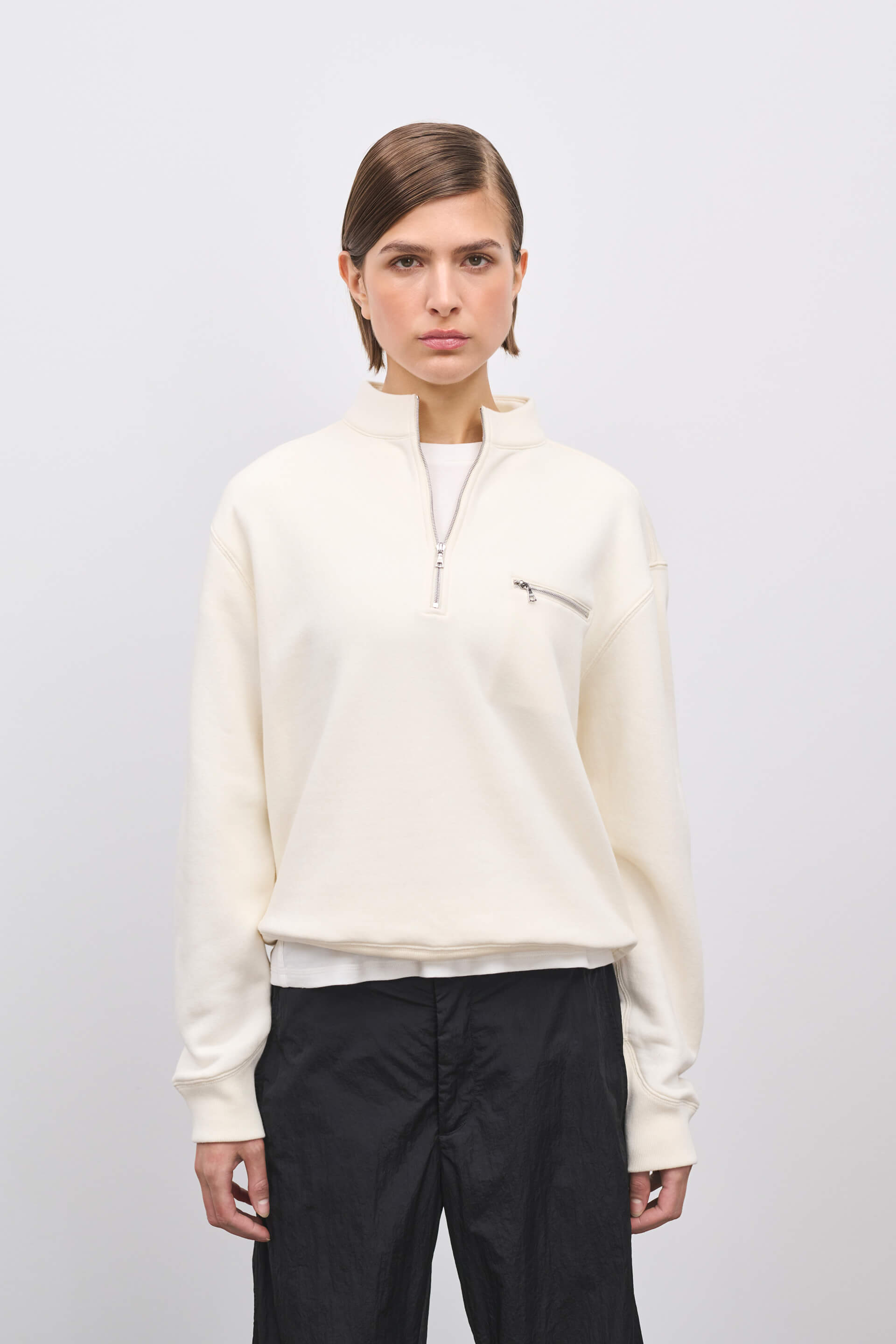 Literary Sport | Jane Womens Long Sleeve Quarter Zip Sweatshirt - Natural White