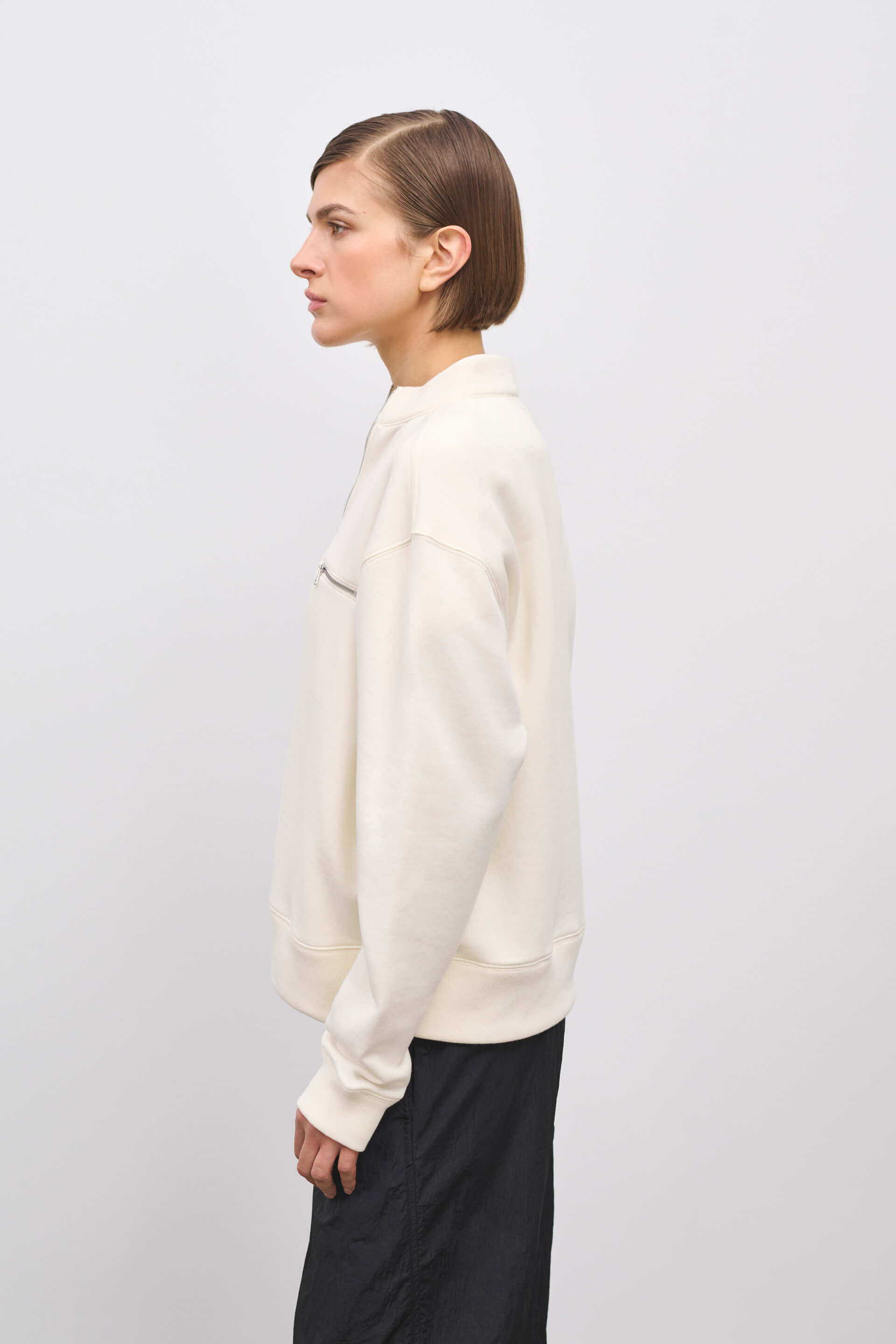 Literary Sport | Jane Womens Long Sleeve Quarter Zip Sweatshirt - Natural White
