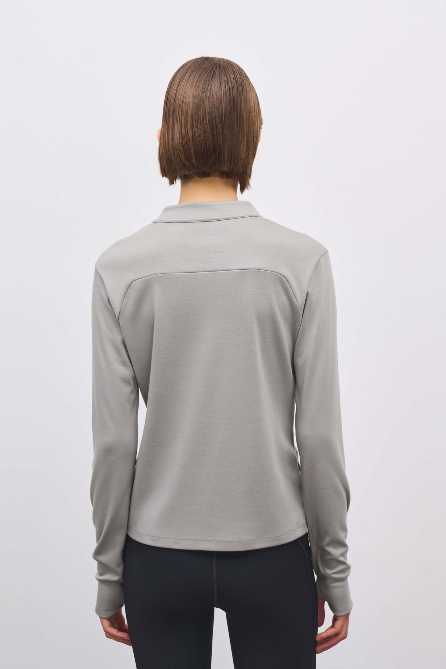 Literary Sport - Jorie Womens Long Sleeve Quarter Zip Running T-Shirt - Grey
