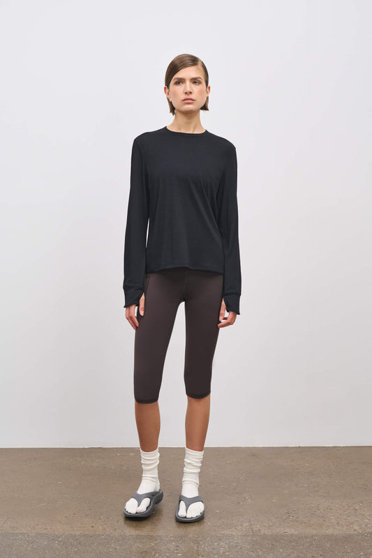 Literary Sport | Joy Womens Long Sleeve Running T-Shirt - Washed Black