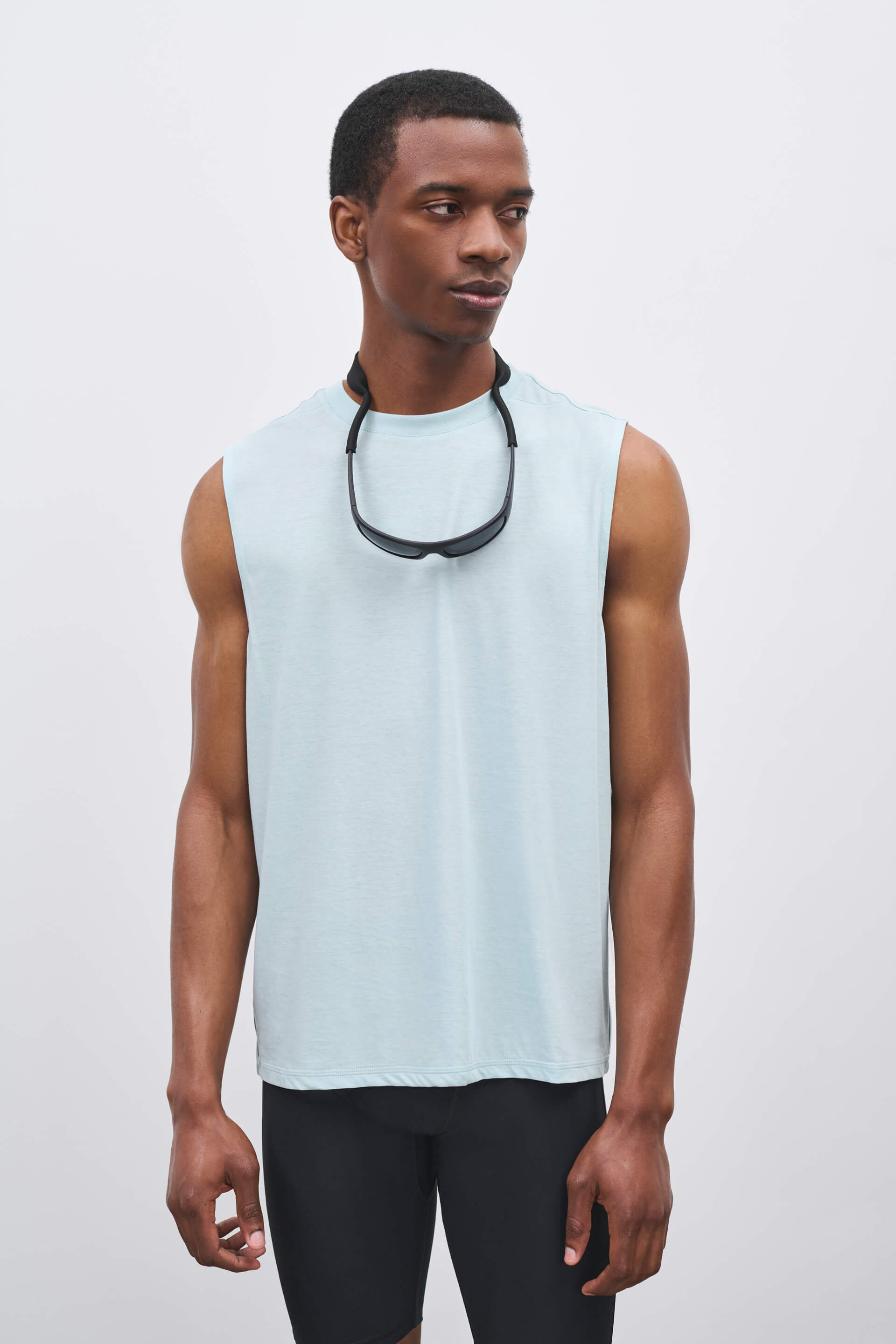 Literary Sport | Lorca Mens Sleeveless Running T-Shirt - Mist Light Blue