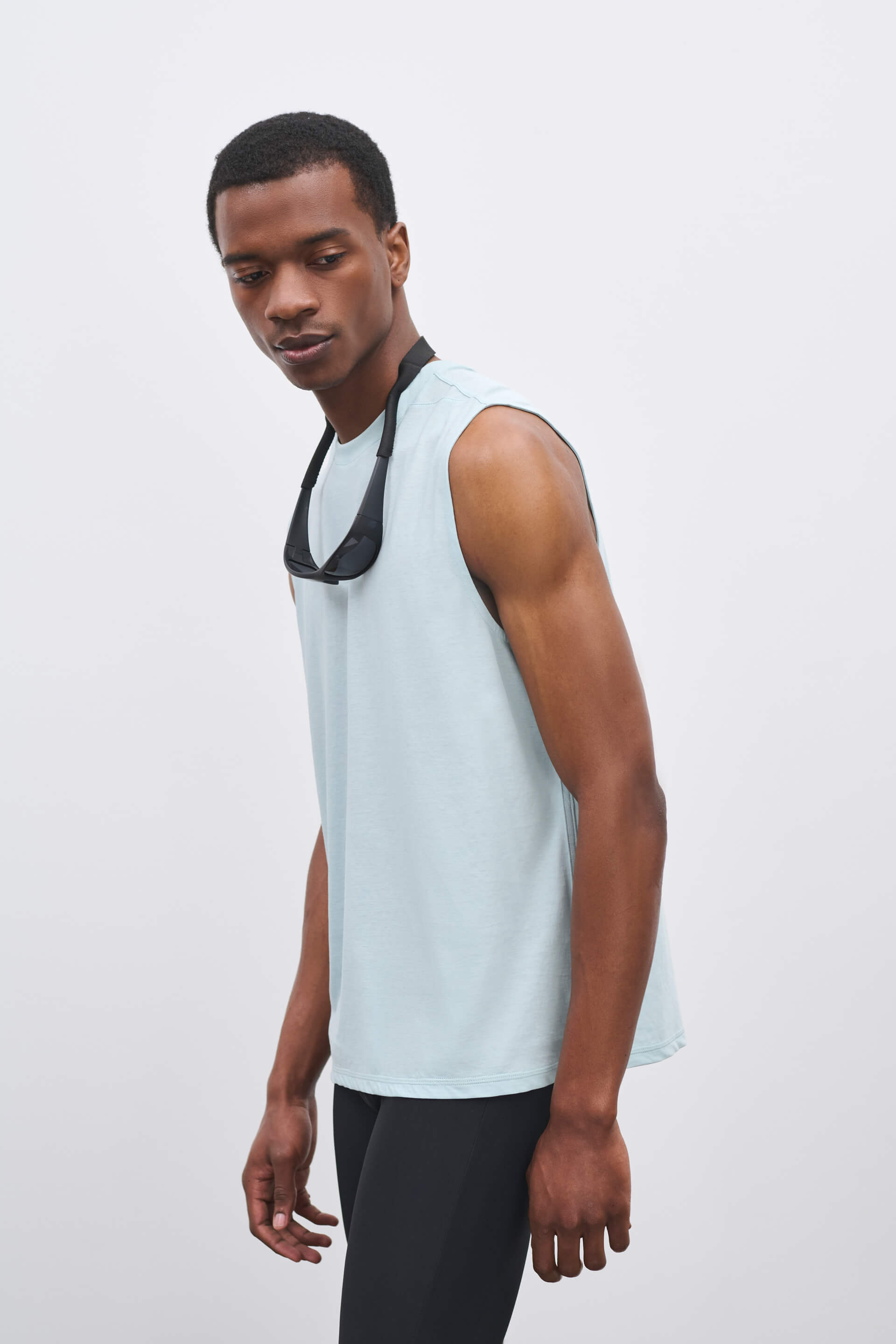 Literary Sport | Lorca Mens Sleeveless Running T-Shirt - Mist Light Blue