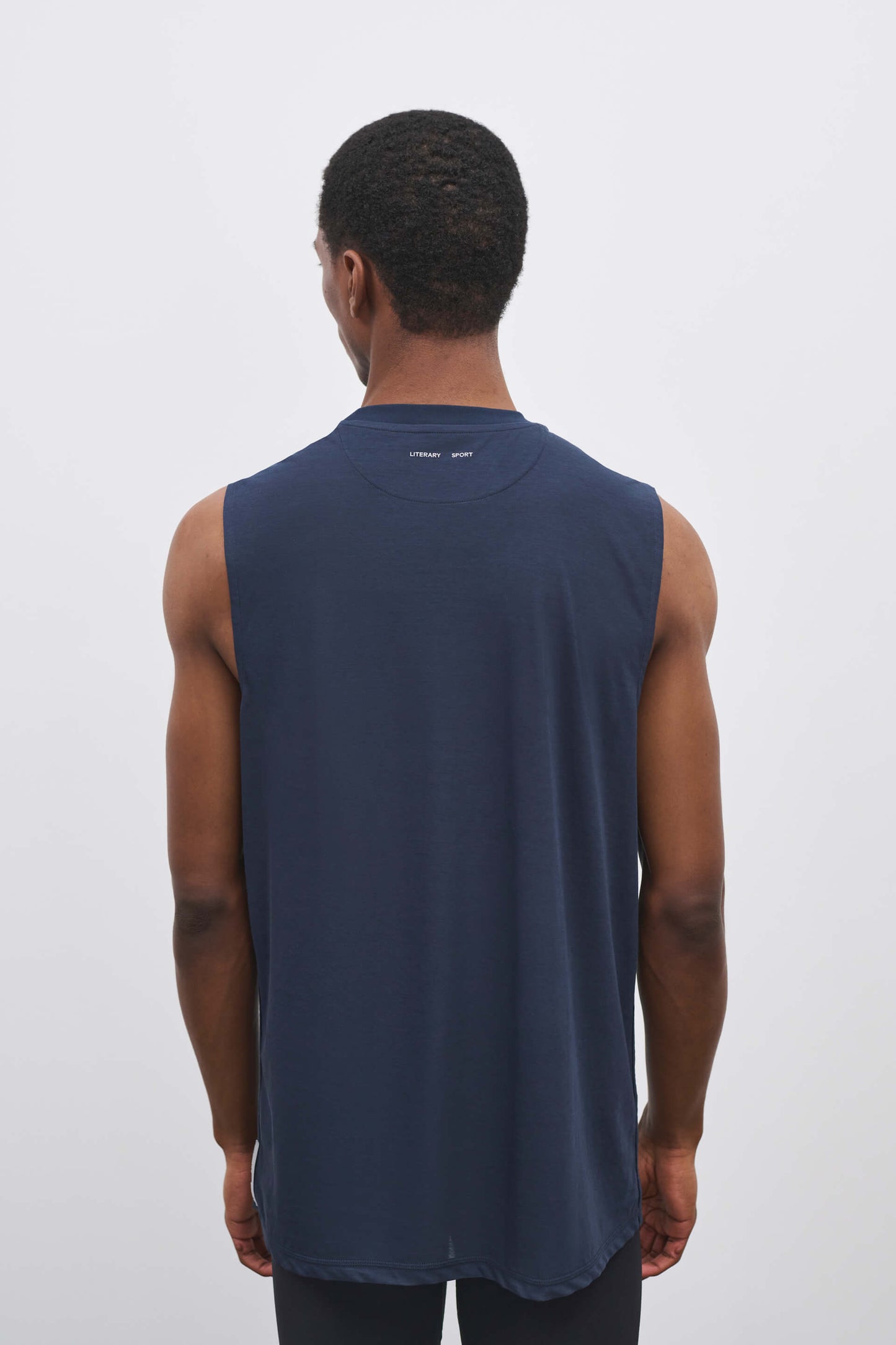 Literary Sport | Lorca Mens Sleeveless Running T-Shirt - Night Dark Navy